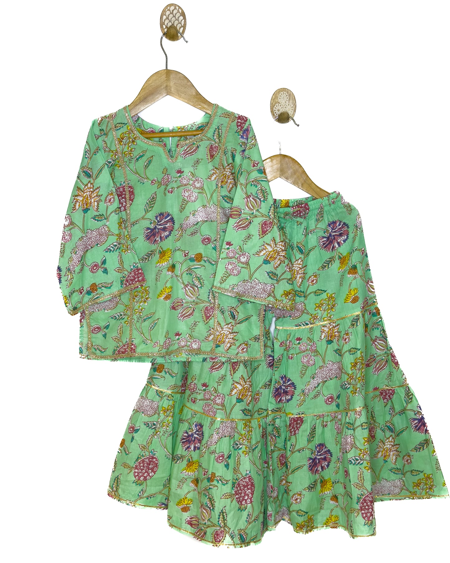 Sea Green Floral Jaal Gharara Set
