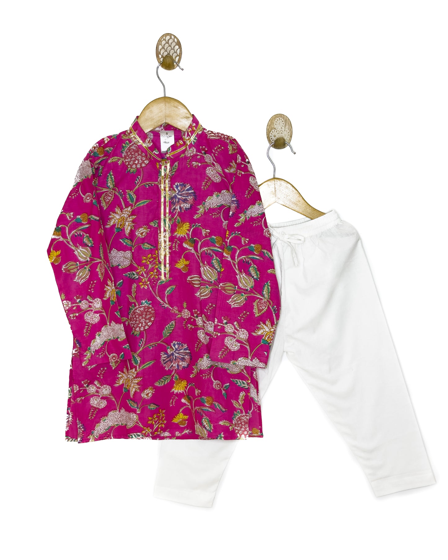 Rani Pink Floral Jaal Kurta