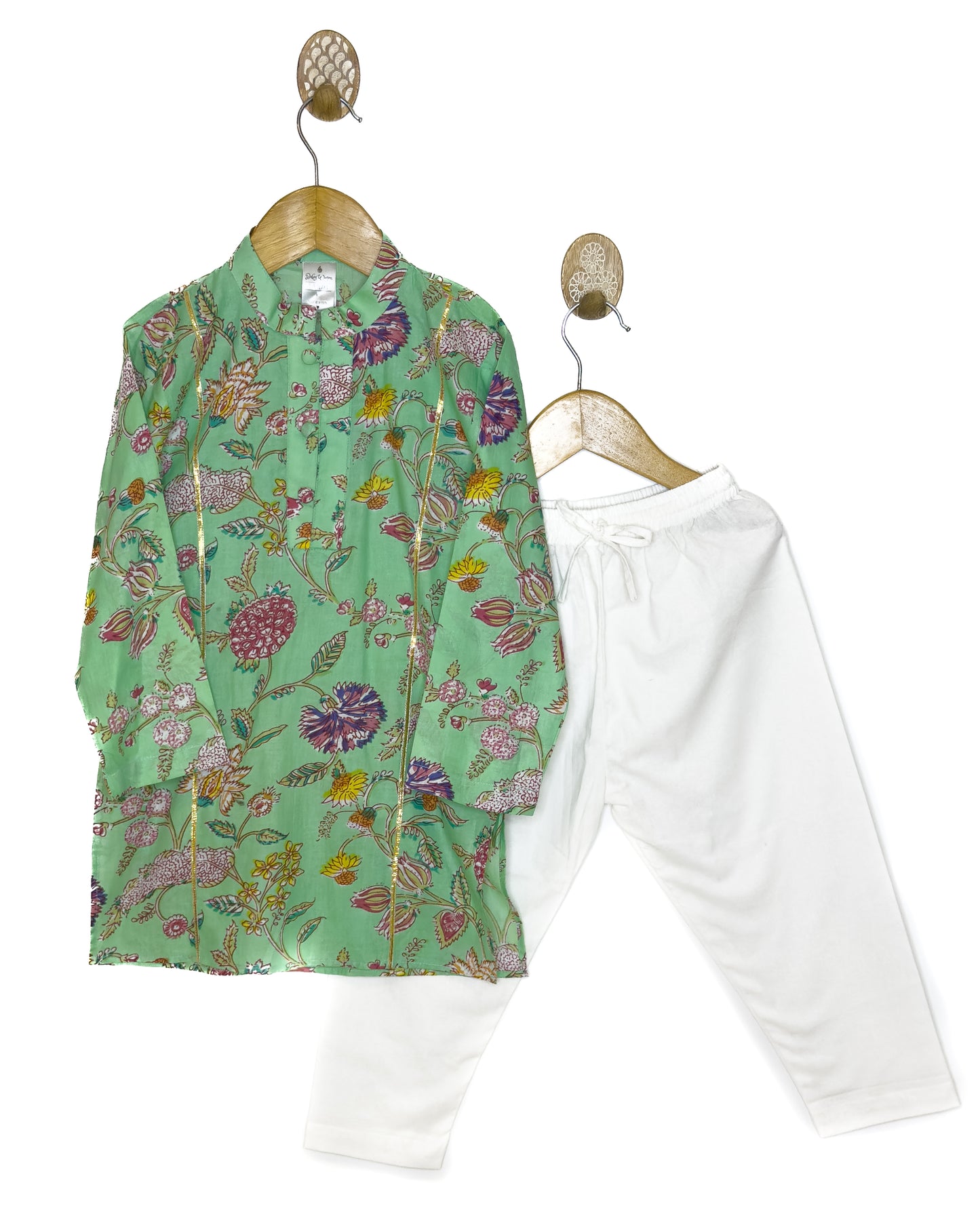 Sea Green Floral Jaal Kurta
