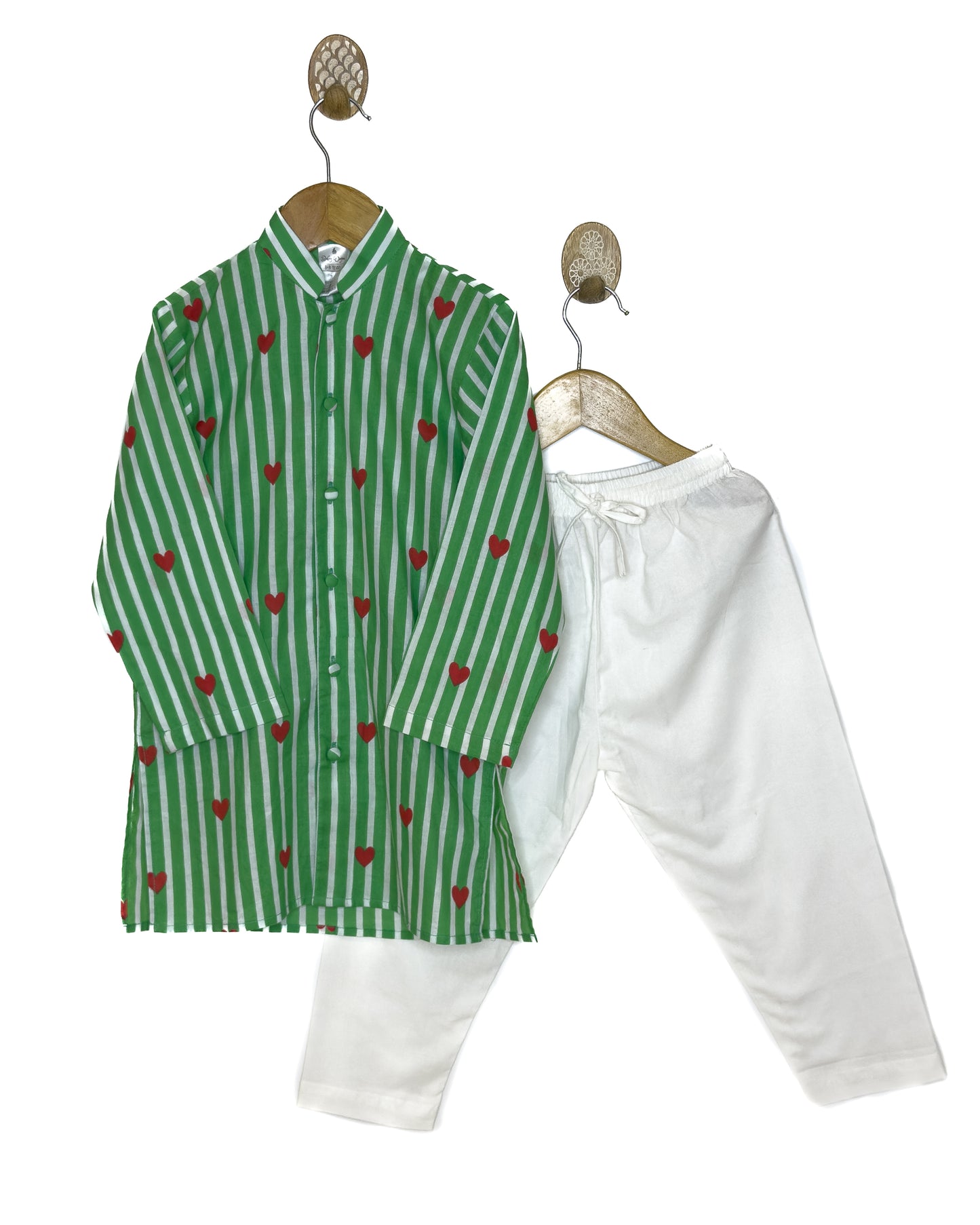 Green Stripe Heart Kurta