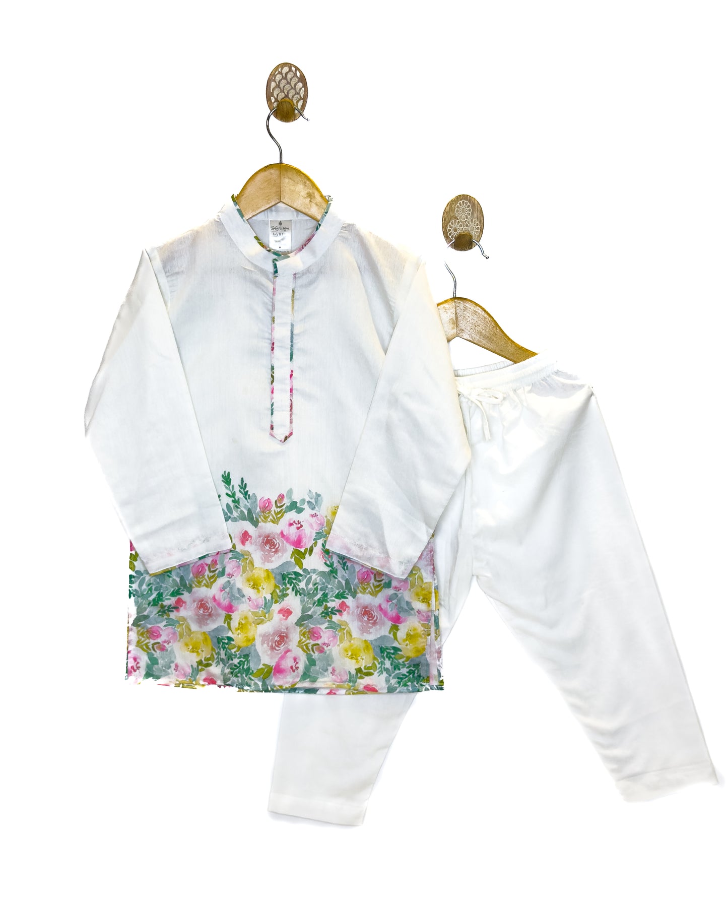 White Floral Chanderi Kurta