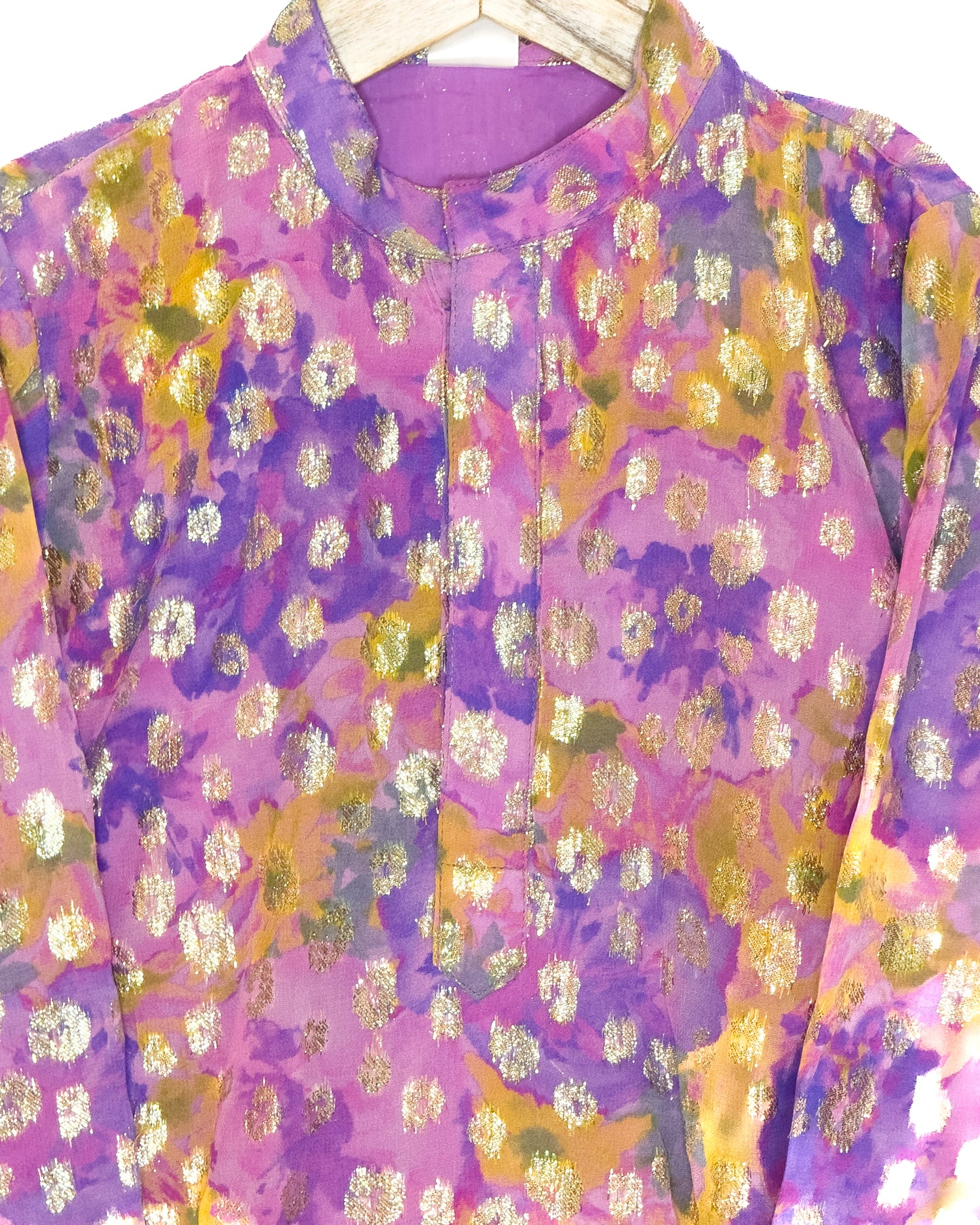 Multicolor Waterpaint Georgette Jacquard Kurta Set