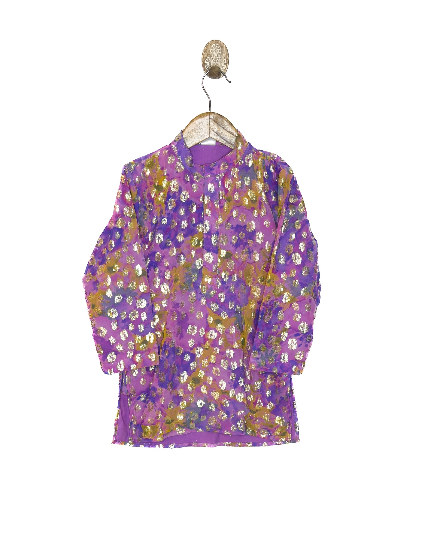 Multicolor Waterpaint Georgette Jacquard Kurta Set