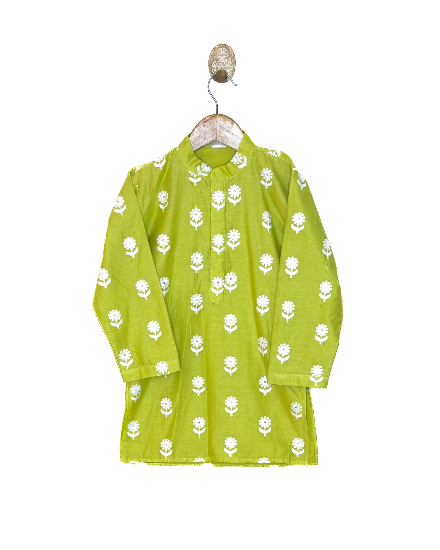 Mul Chanderi Green Embroidered Kurta Set