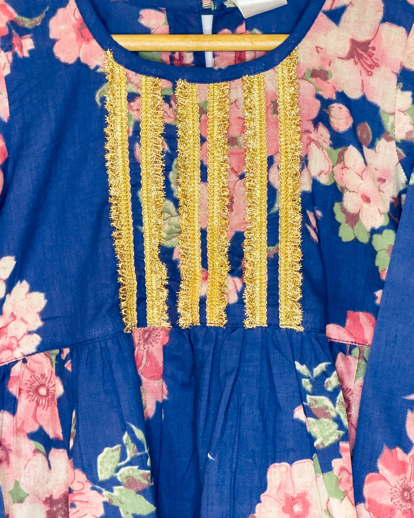 Navy Blue Floral Bellbottom Plazo Kurta Set