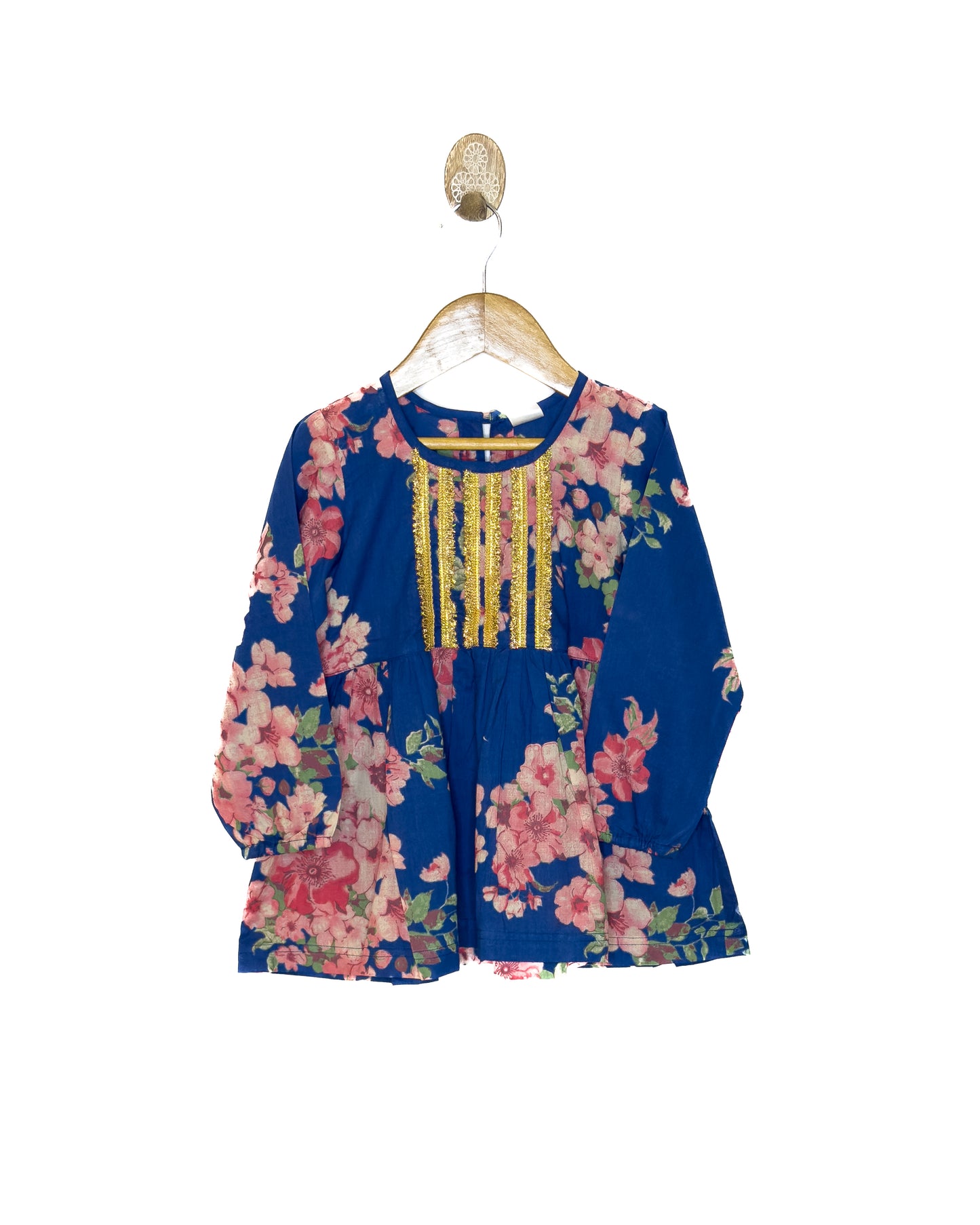 Navy Blue Floral Bellbottom Plazo Kurta Set