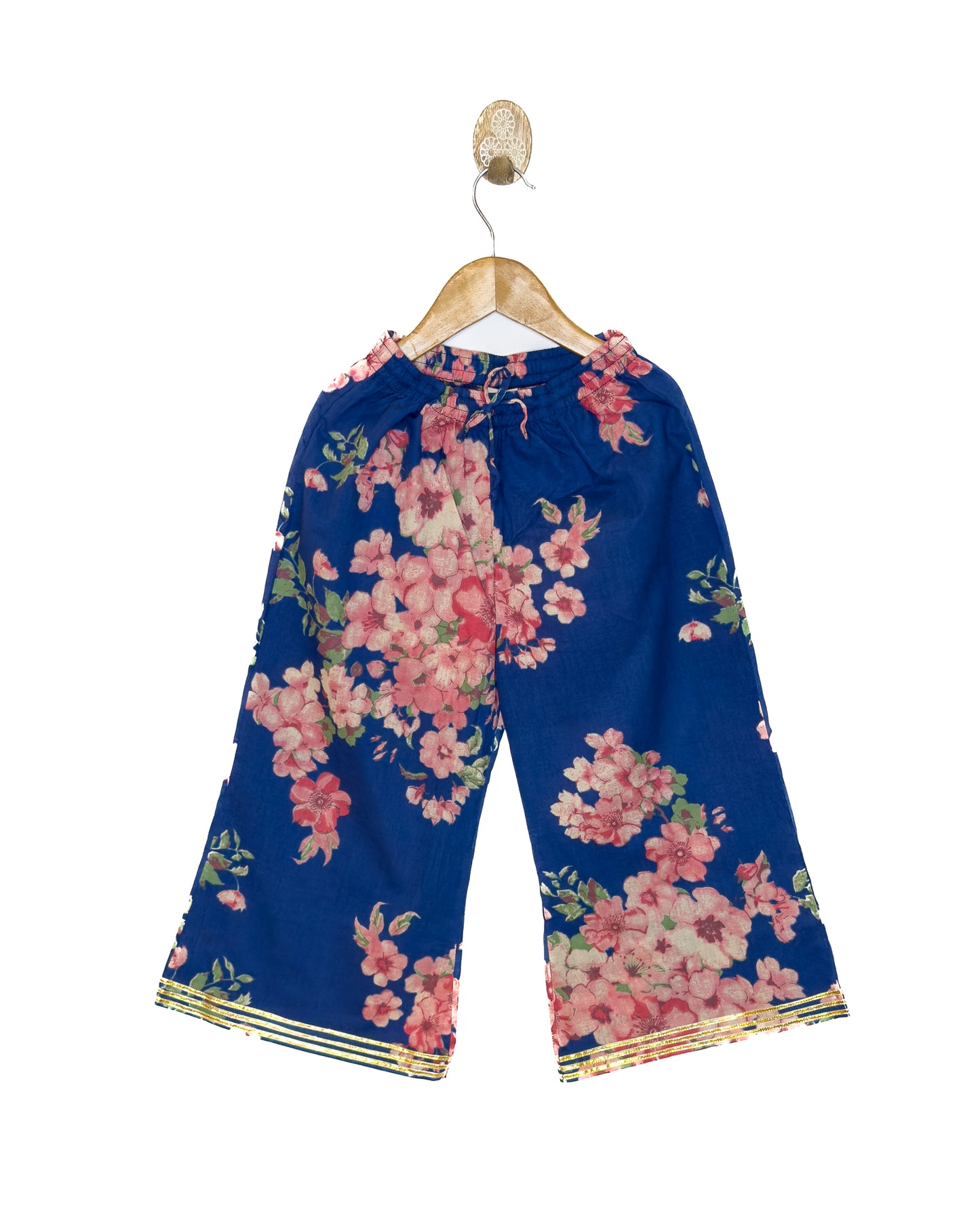 Navy Blue Floral Bellbottom Plazo Kurta Set
