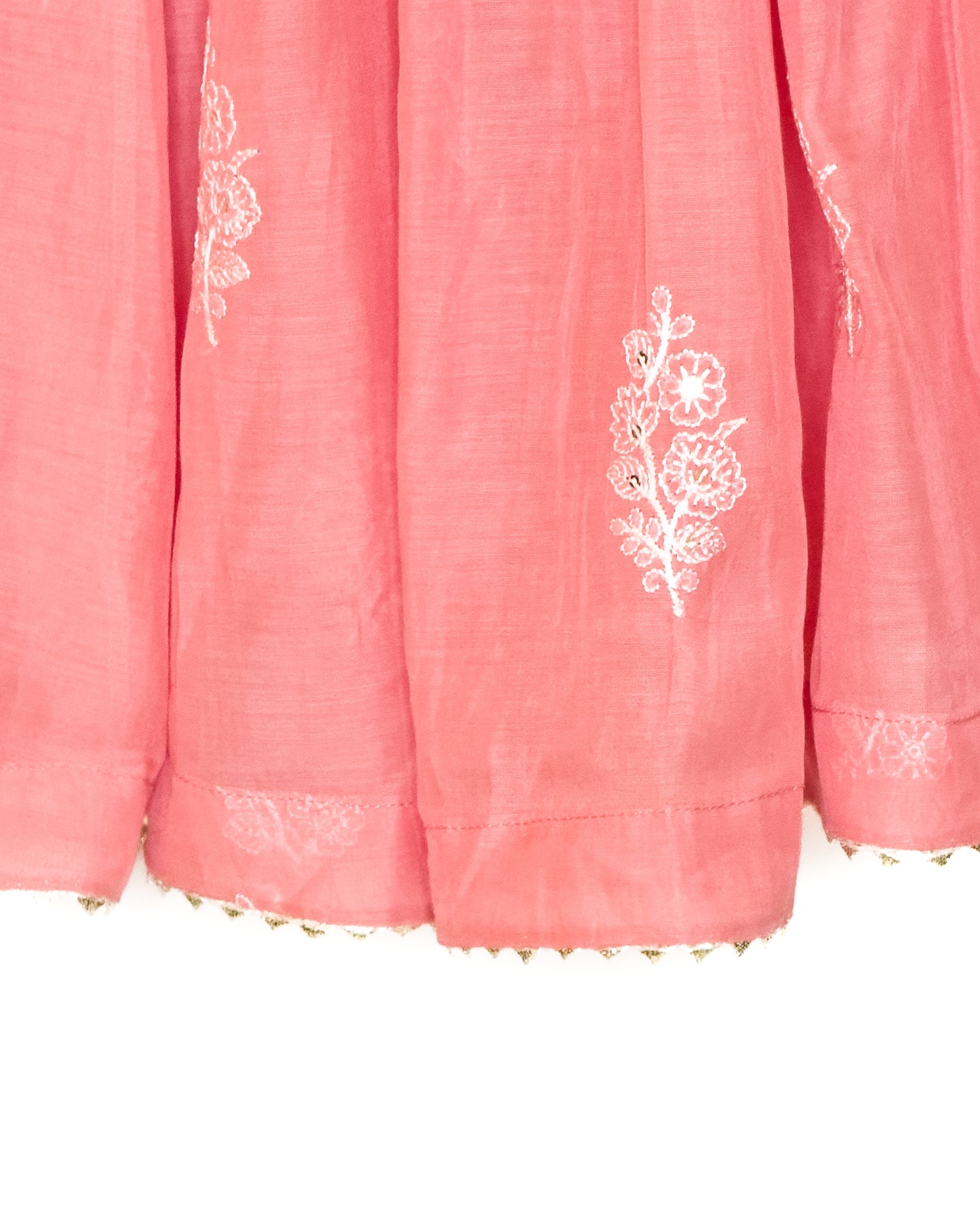 Mul Chanderi Peach Embroidered Lehenga