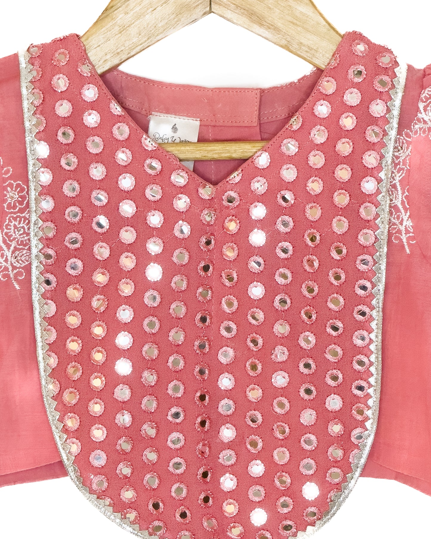 Mul Chanderi Peach Embroidered Lehenga