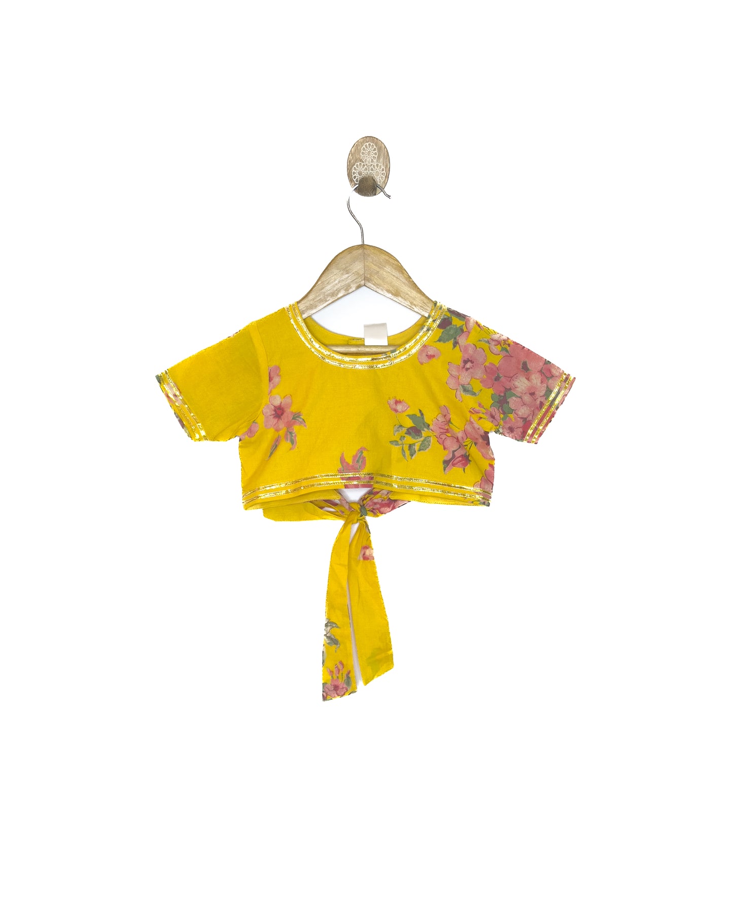 Yellow Floral Cotton Lehenga