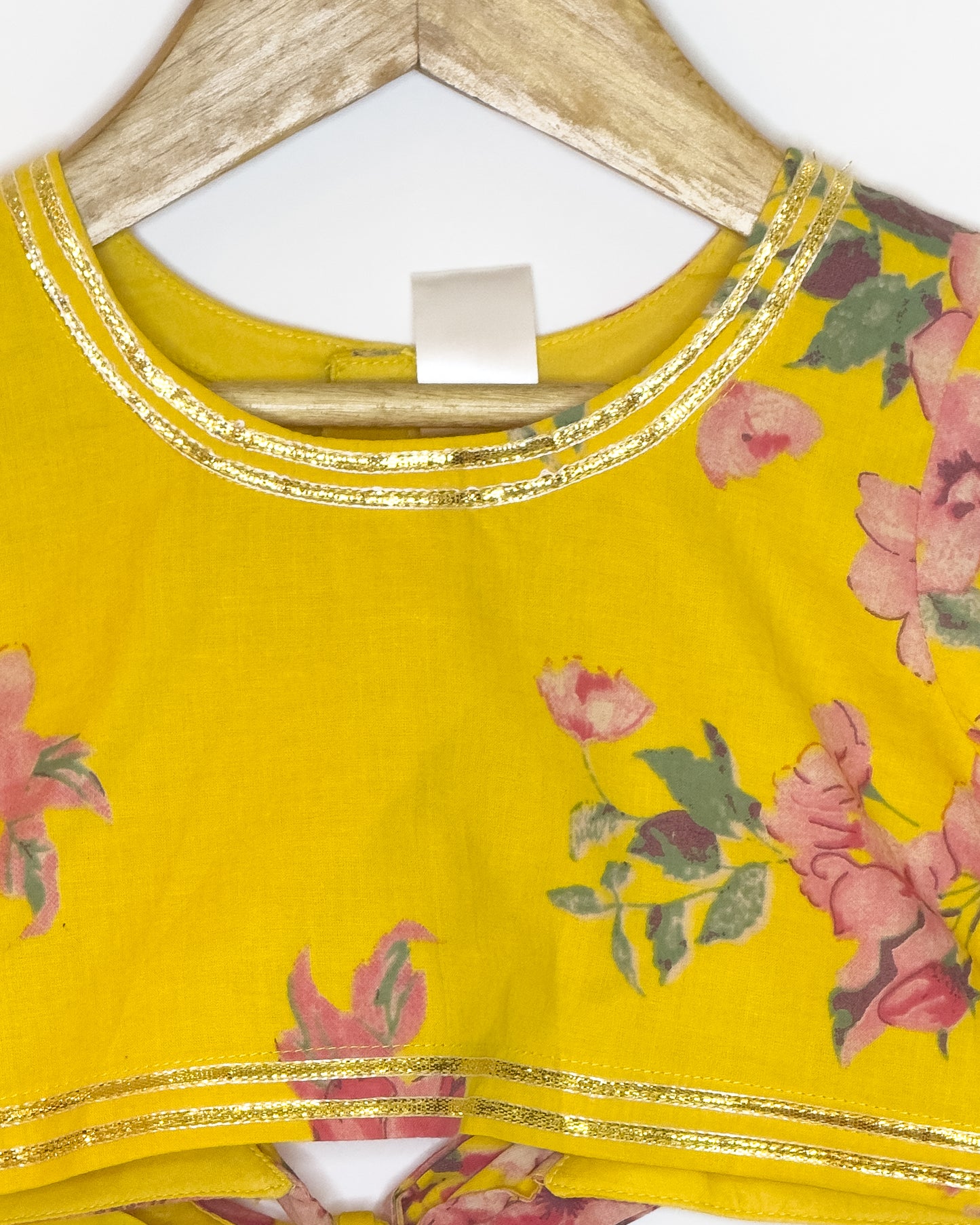 Yellow Floral Cotton Lehenga