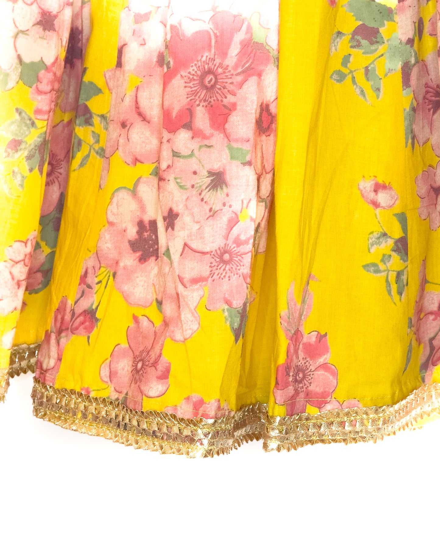 Yellow Floral Cotton Lehenga