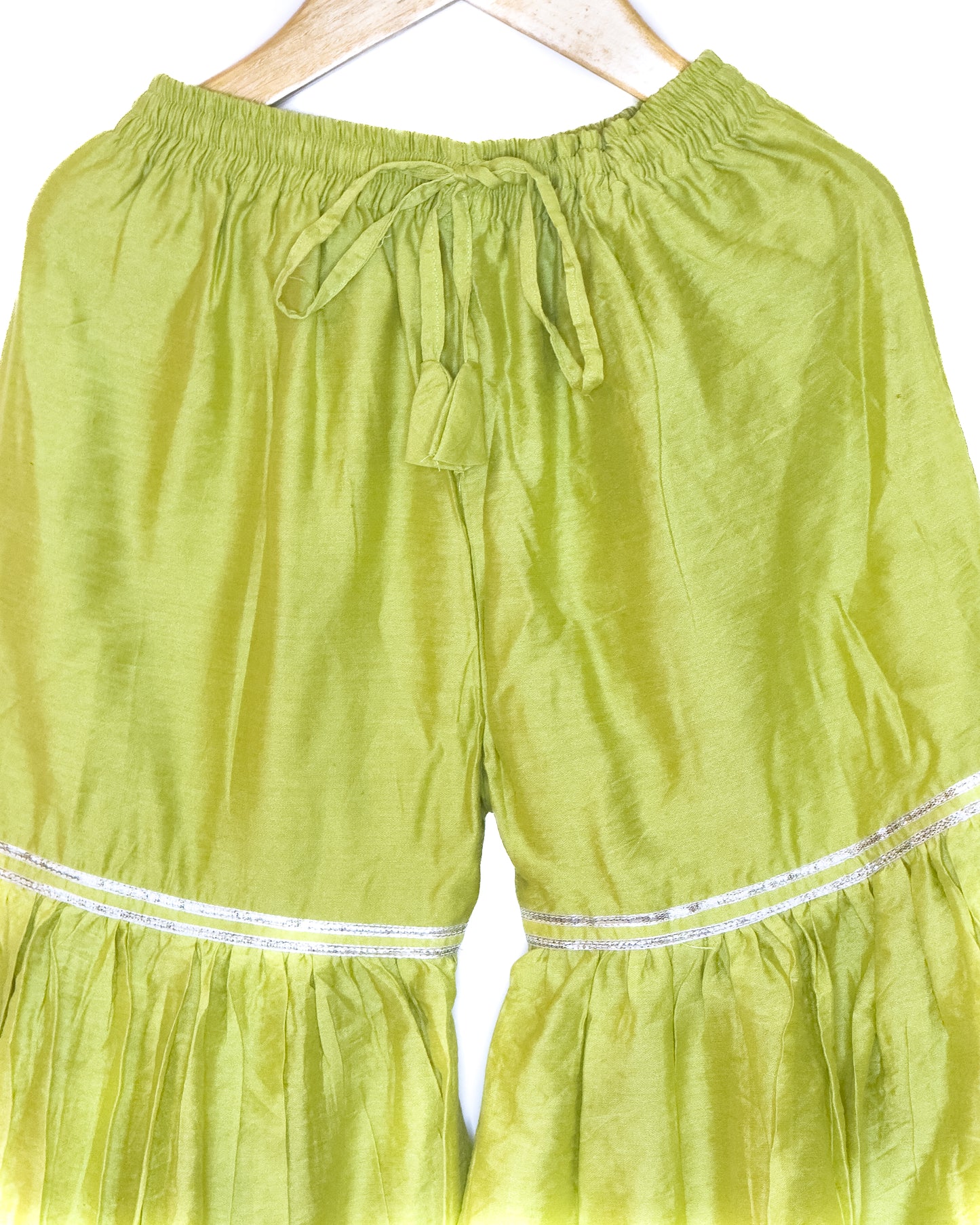 Mul Chanderi Green Embroidered Gharara Set