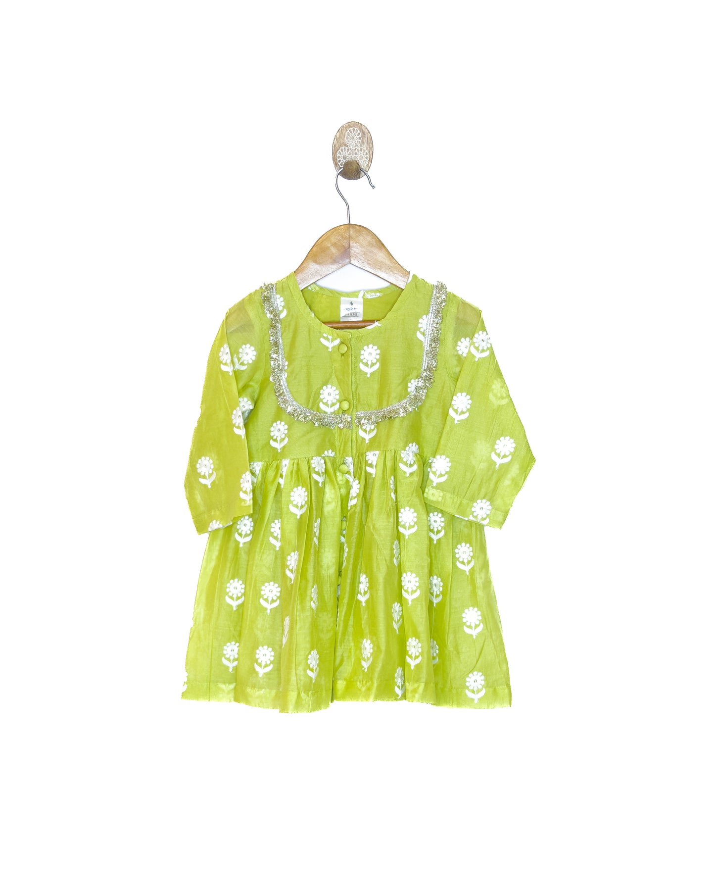 Mul Chanderi Green Embroidered Gharara Set