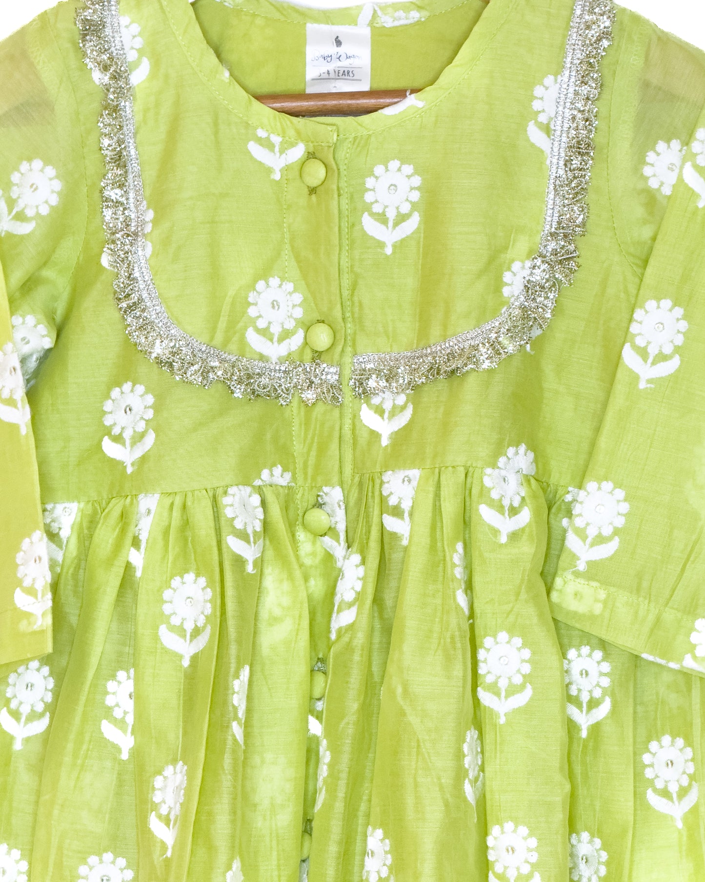 Mul Chanderi Green Embroidered Gharara Set