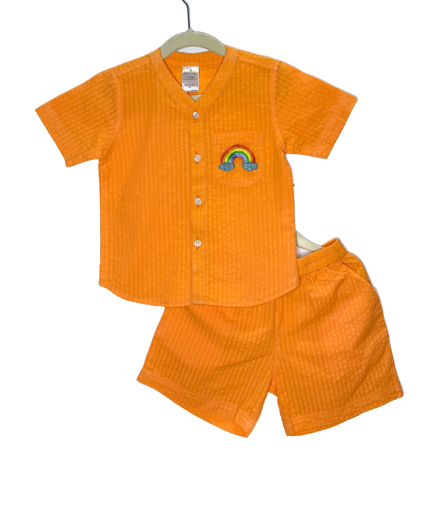 Orange Seersucker Playsuit Set