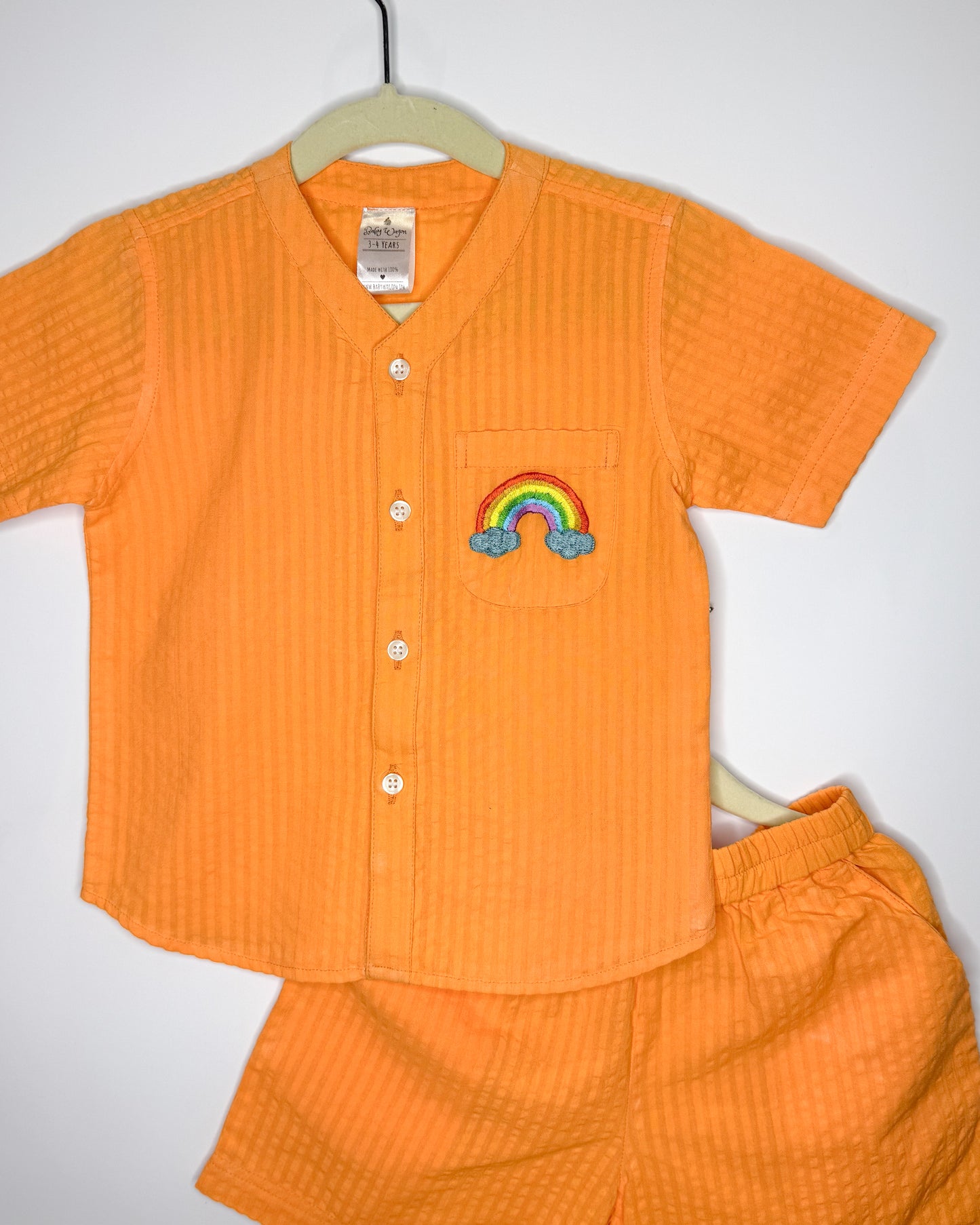 Orange Seersucker Playsuit Set