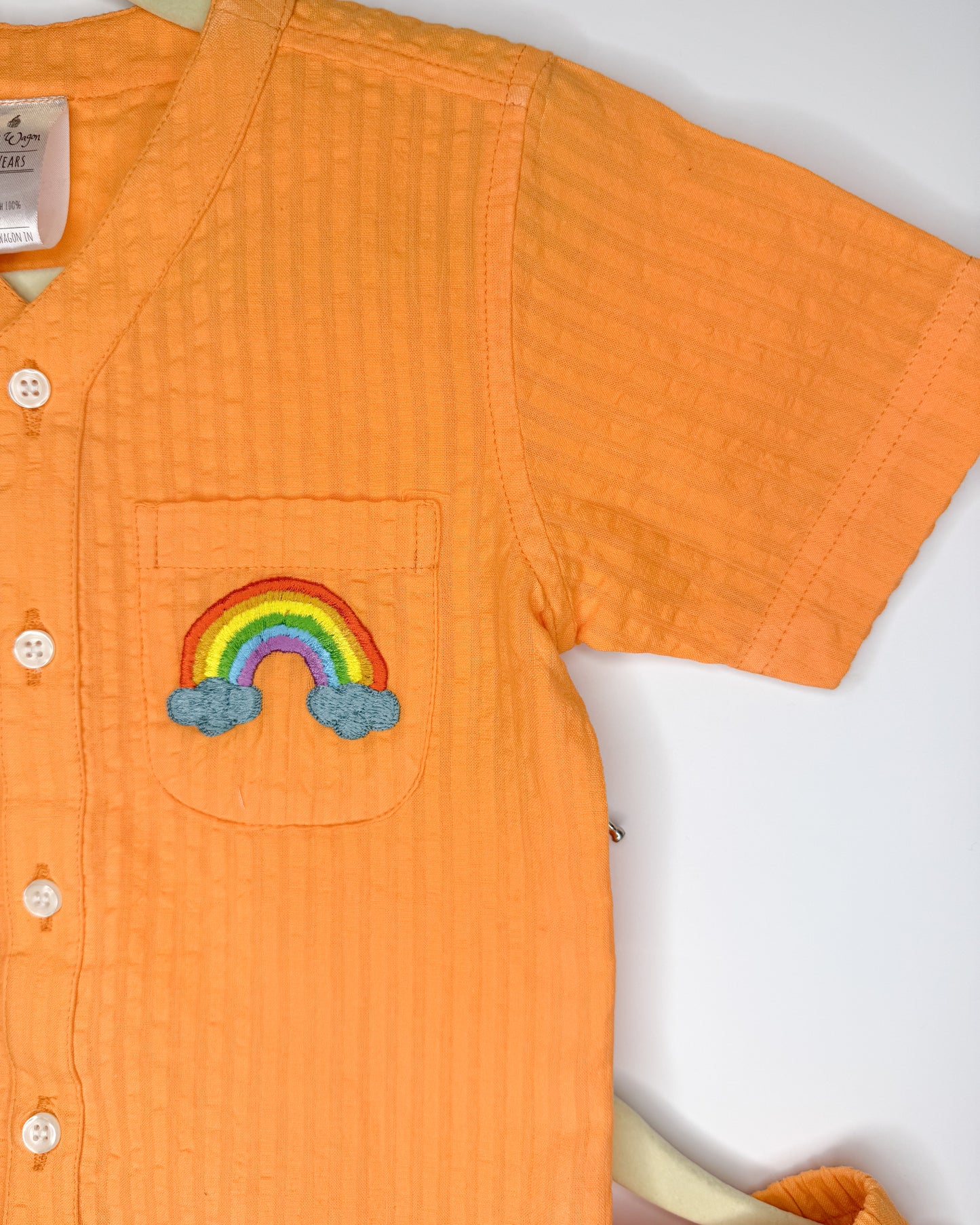 Orange Seersucker Playsuit Set