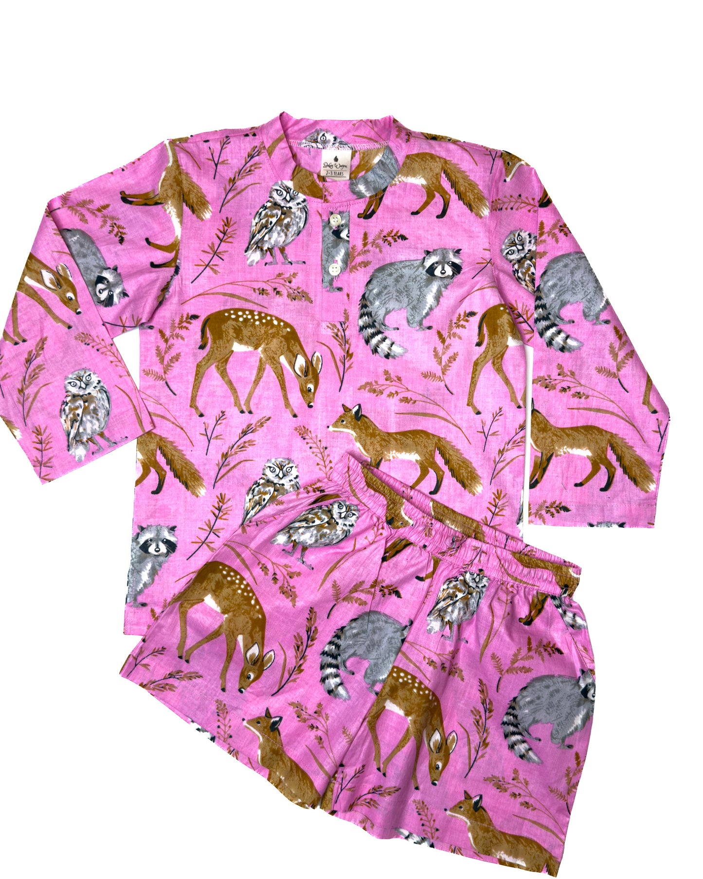 Wild Animal Mandarin Collar Shorts Set