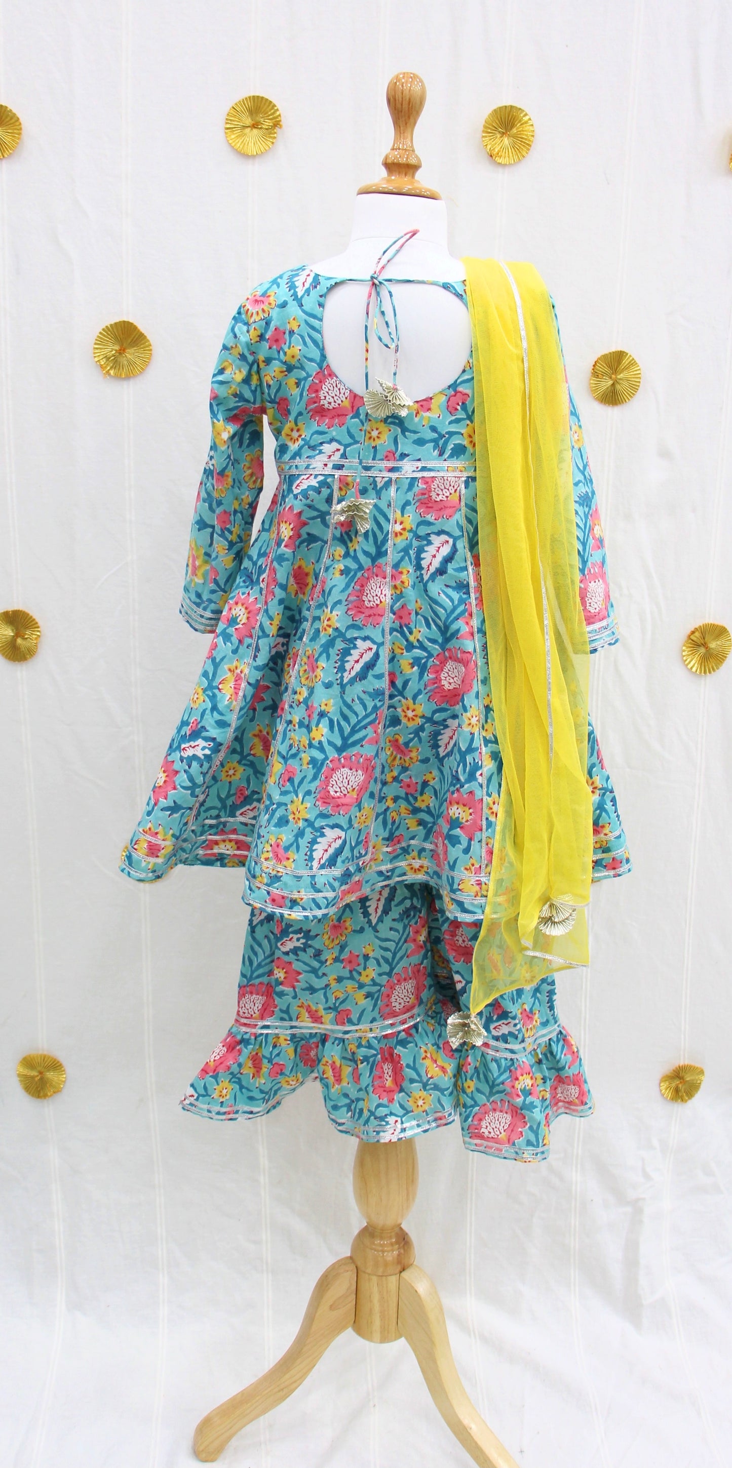 Sky Blue Floral Sharara Set