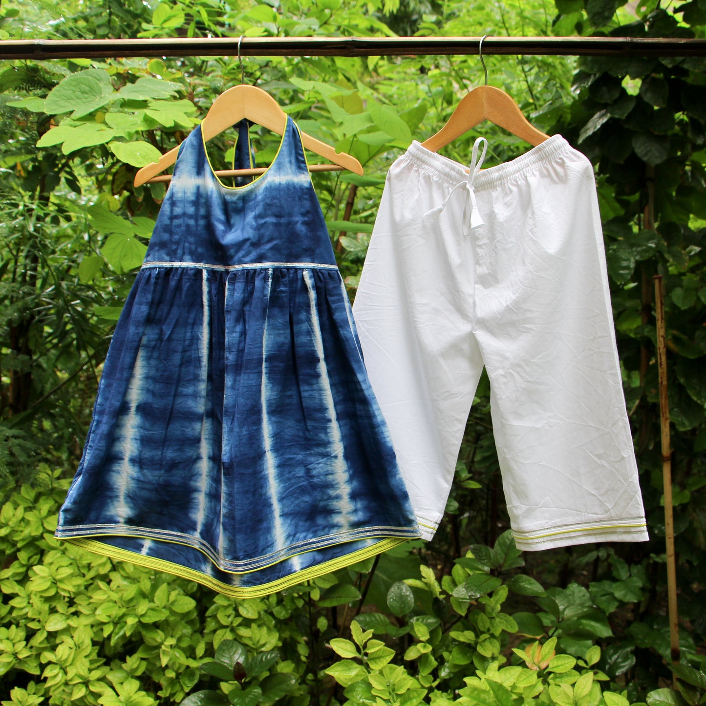 Indigo Shibori Halter Set