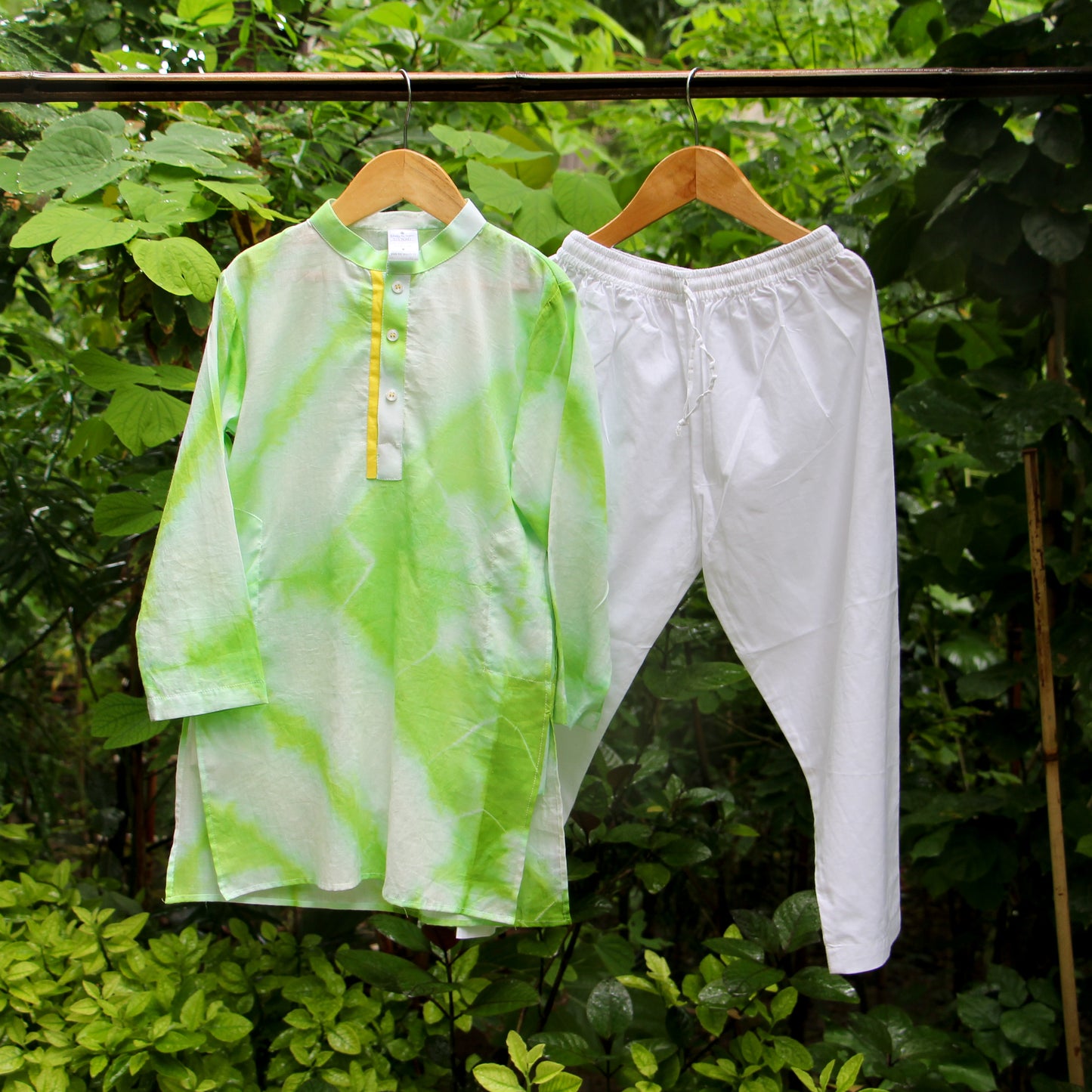 Green Lime Shibori Kurta Set