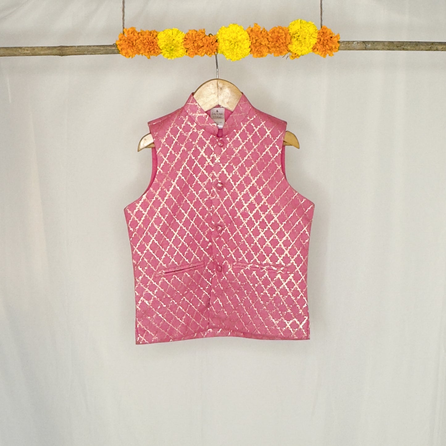 Arsh- mustard pink jacket kurta set