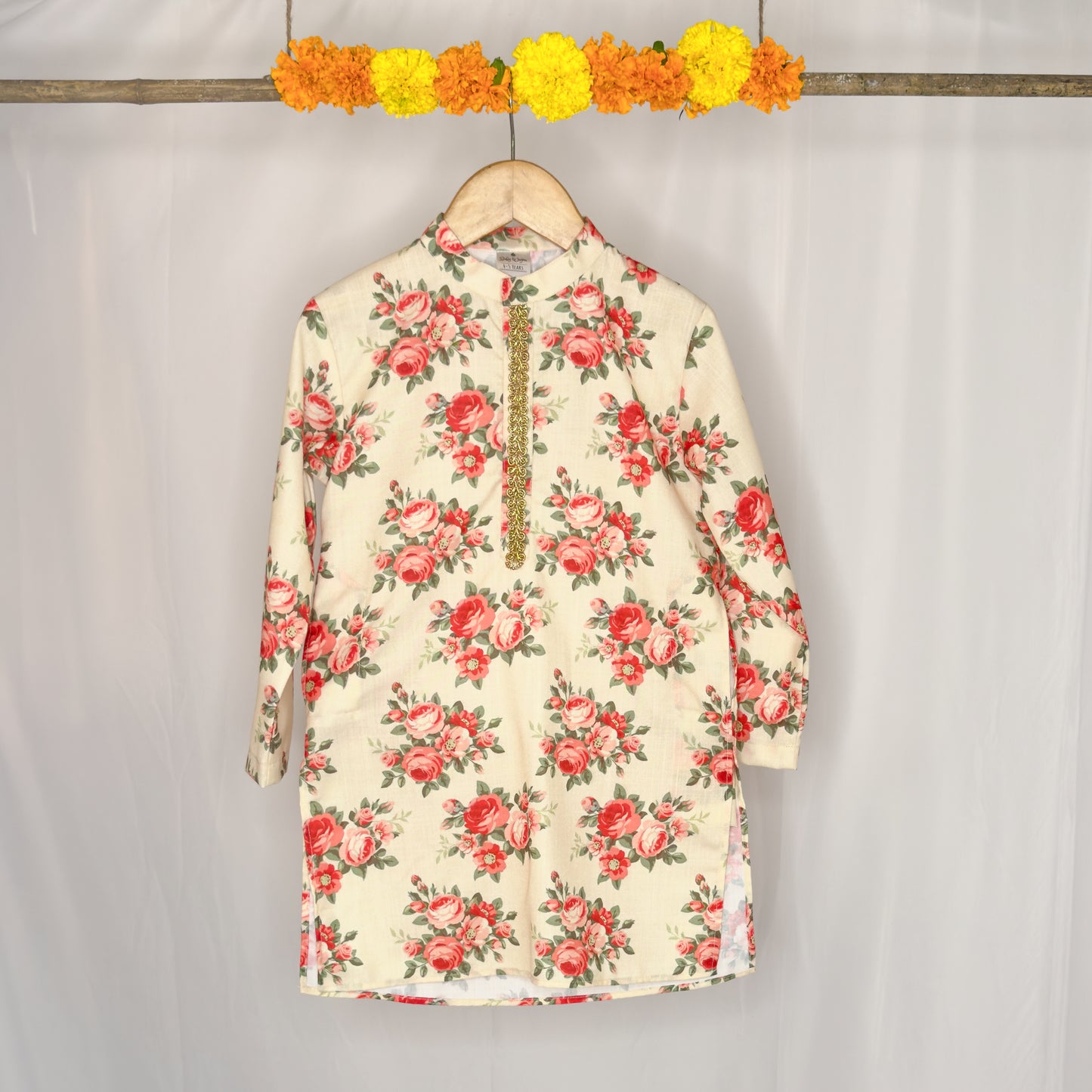 Shaurya- off white printed jacket kurta set