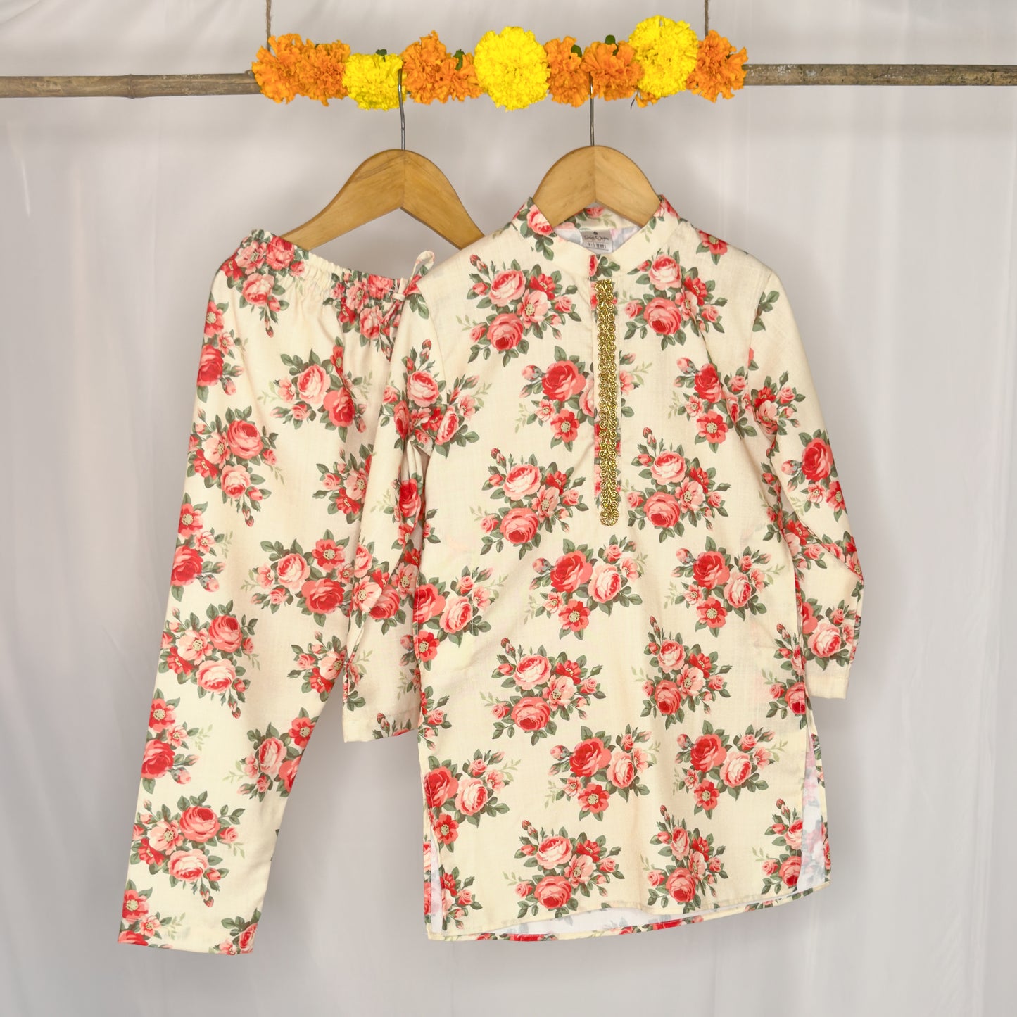 Shaurya- off white printed jacket kurta set