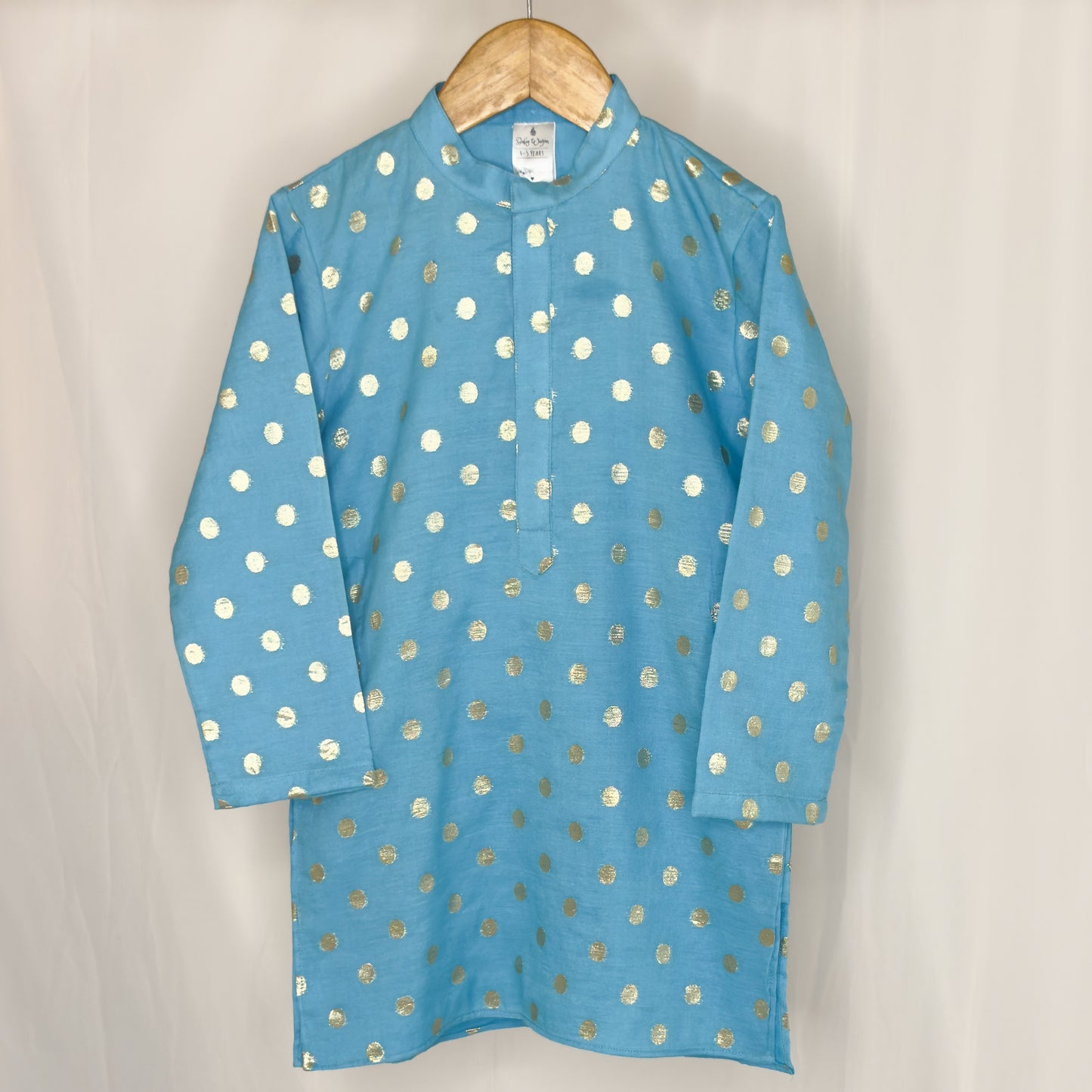 Avyaan - blue polka dot chanderi kurta set