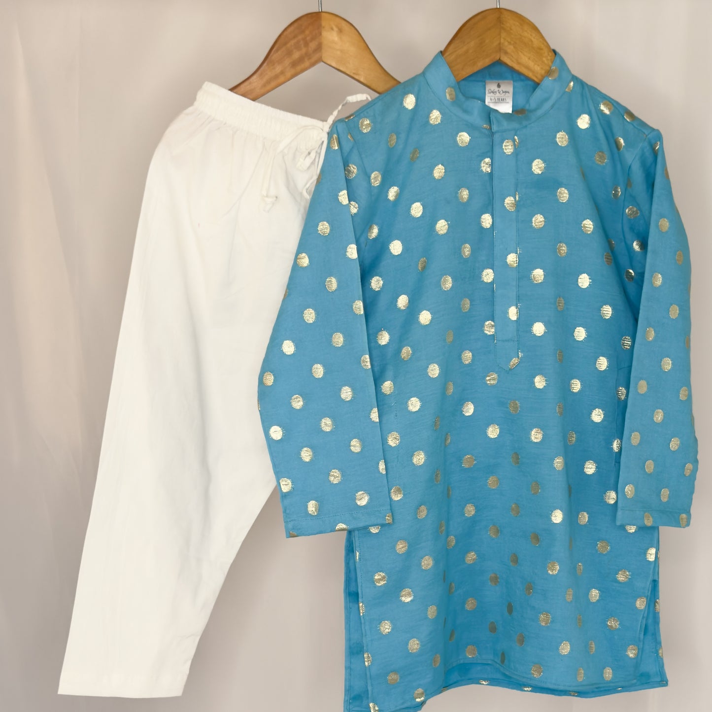 Avyaan - blue polka dot chanderi kurta set