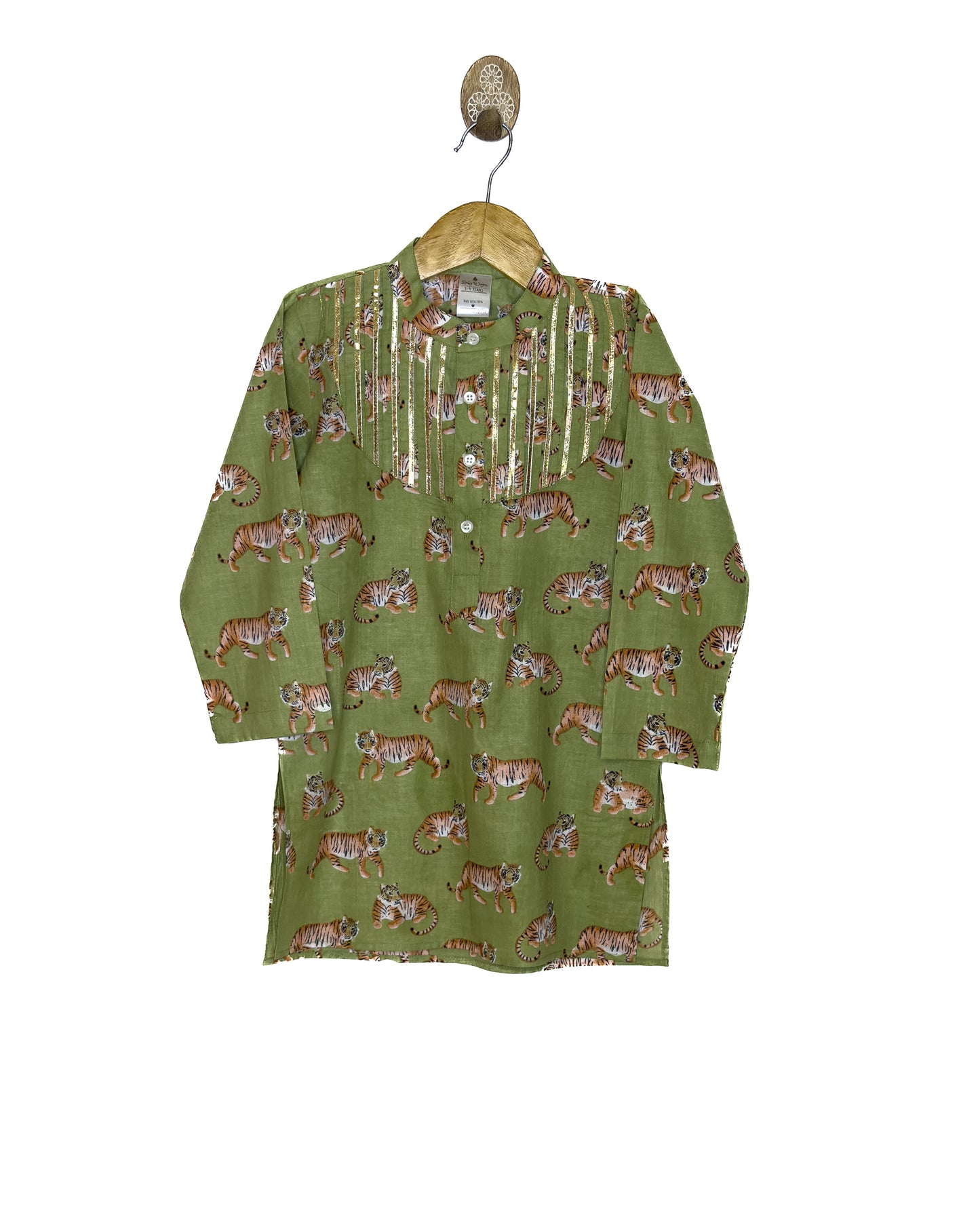 Green Sher Cotton Kurta Set