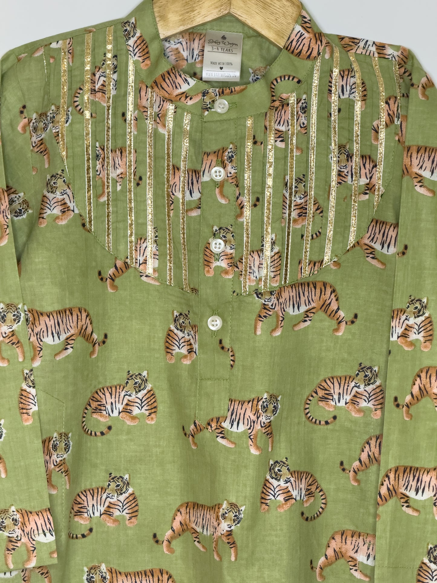 Green Sher Cotton Kurta Set