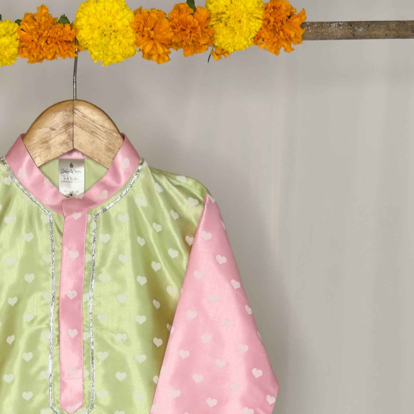 Sumer- a green-pink heart kurta set