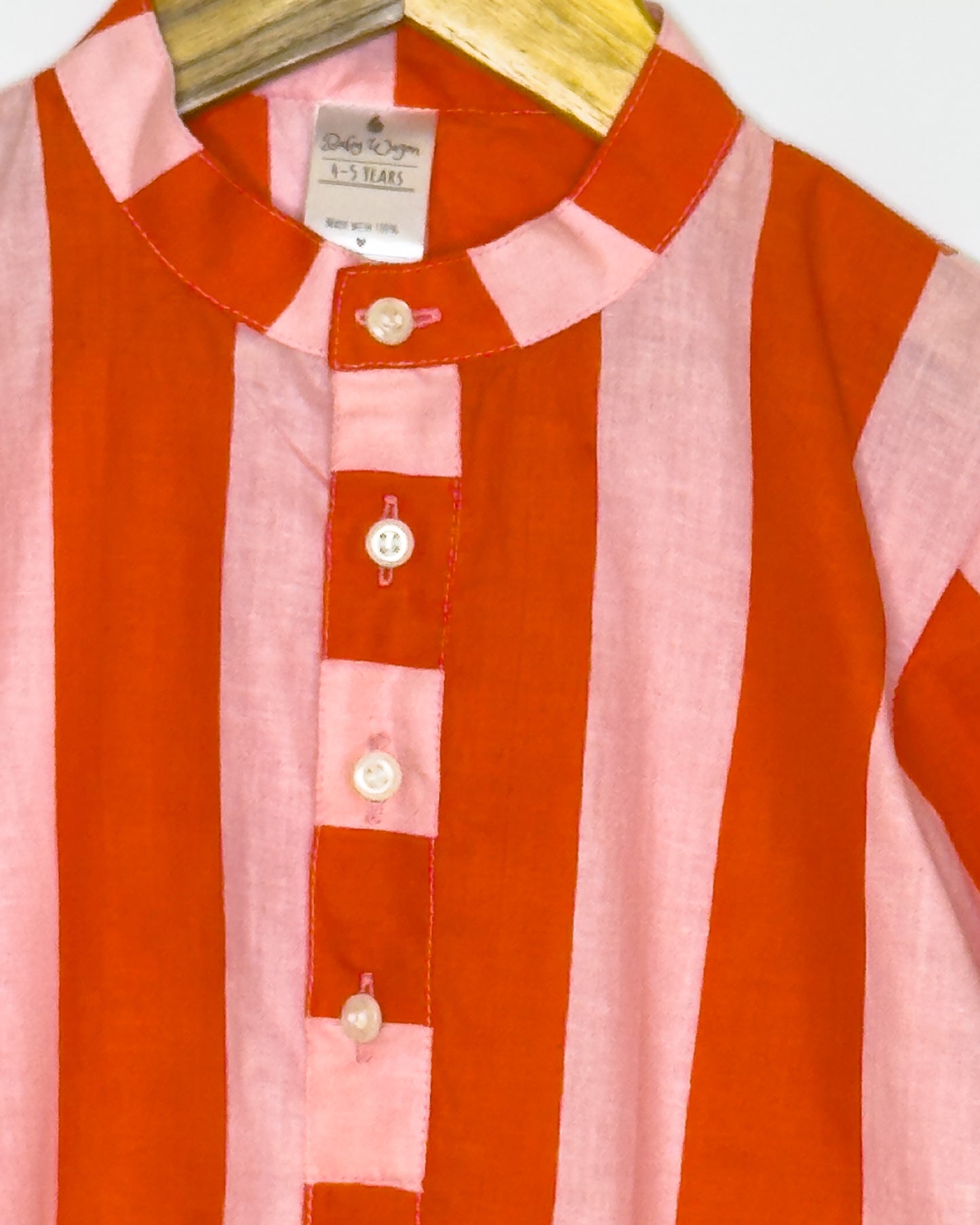 Pink and Red Stripe Cotton Kurta Set