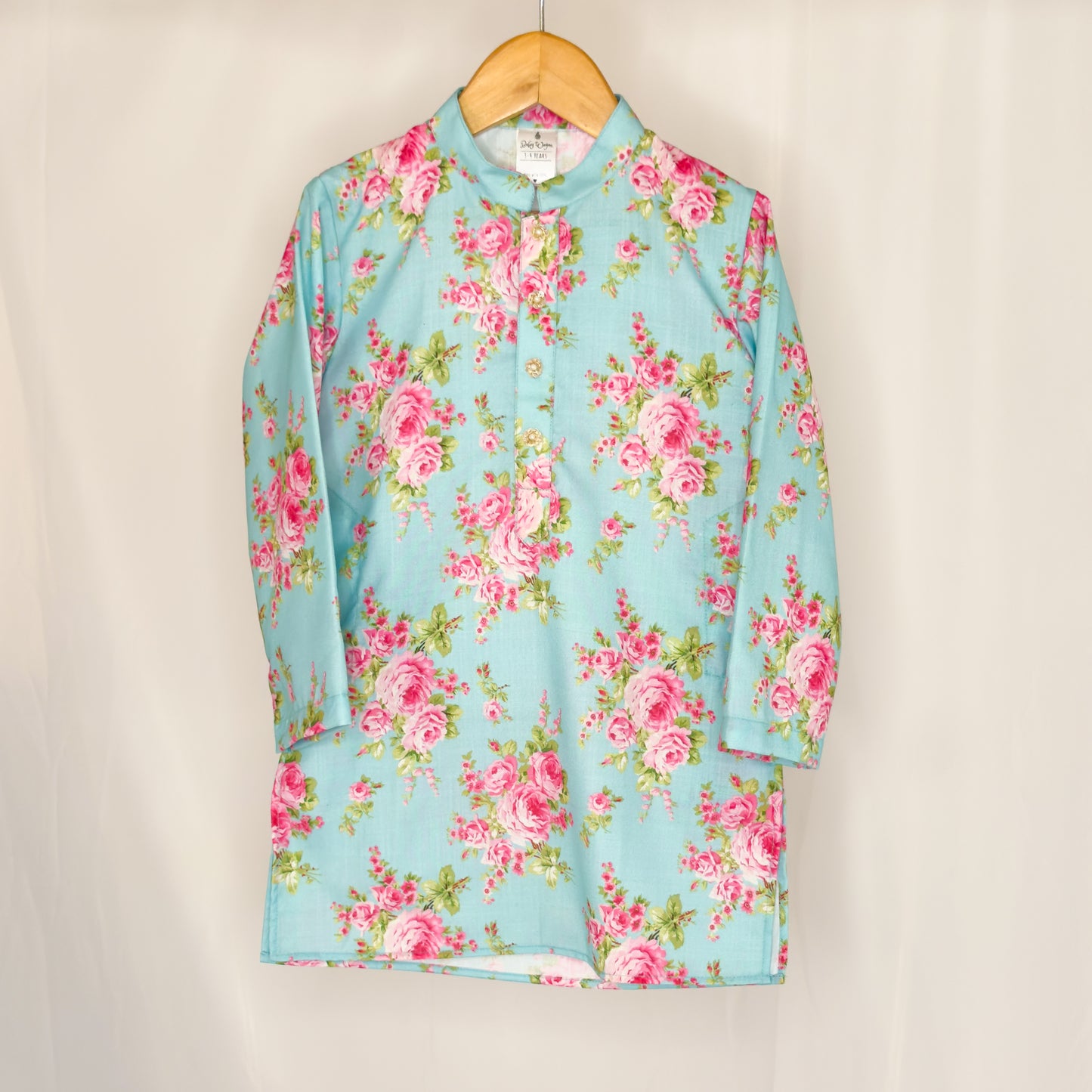 Arya- blue and pink floral kurta set