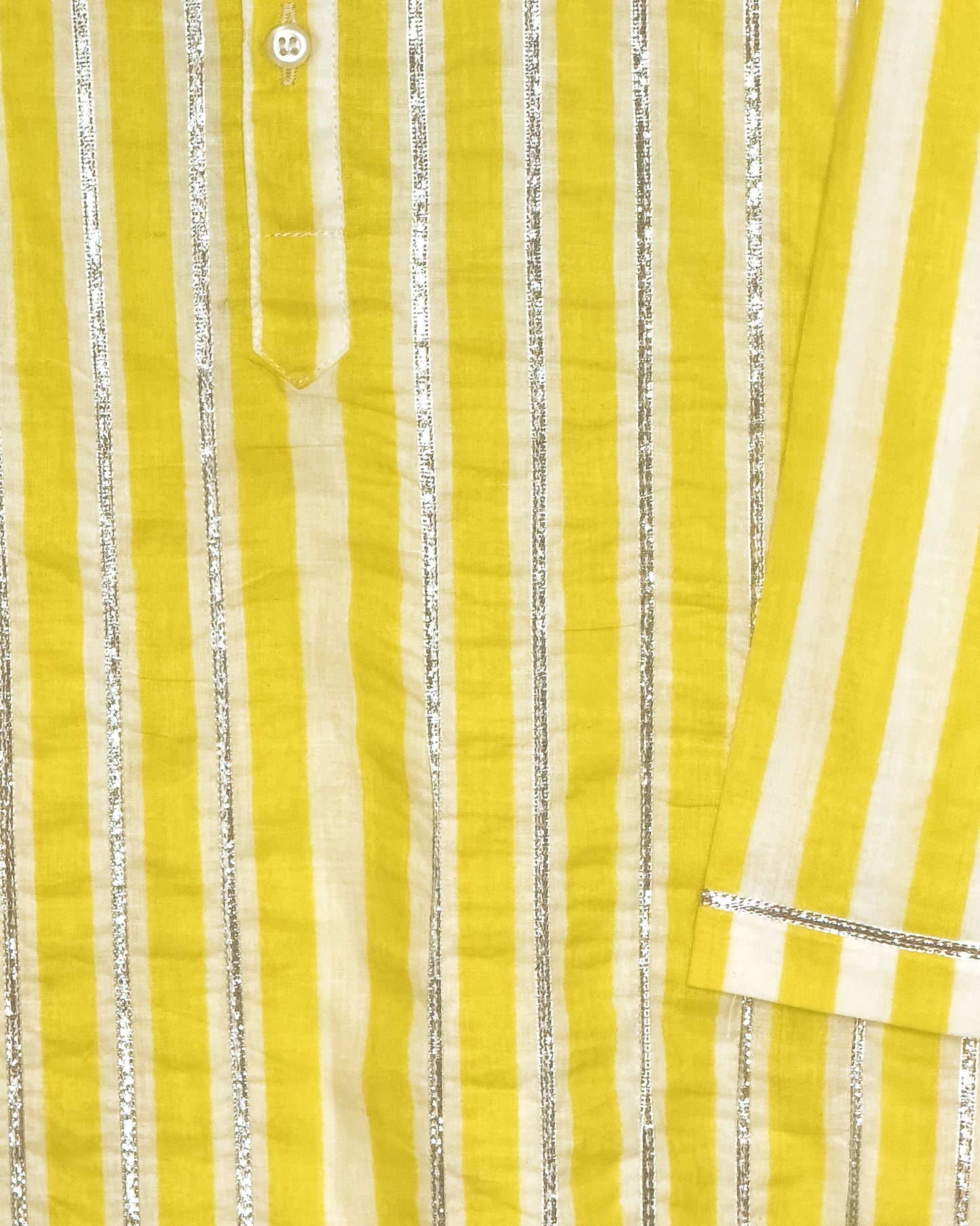 Yellow & White Stripe Cotton Kurta Set
