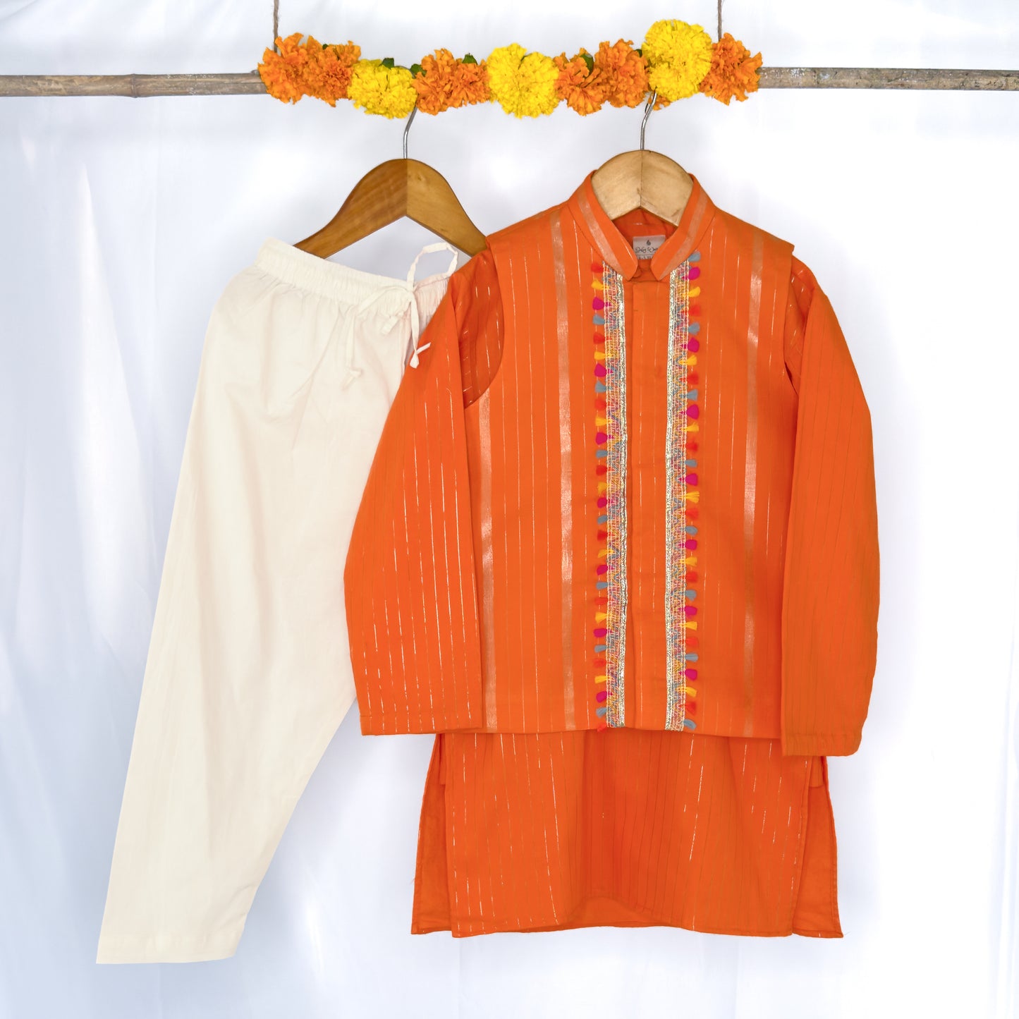 Arjun-orange jacket kurta set