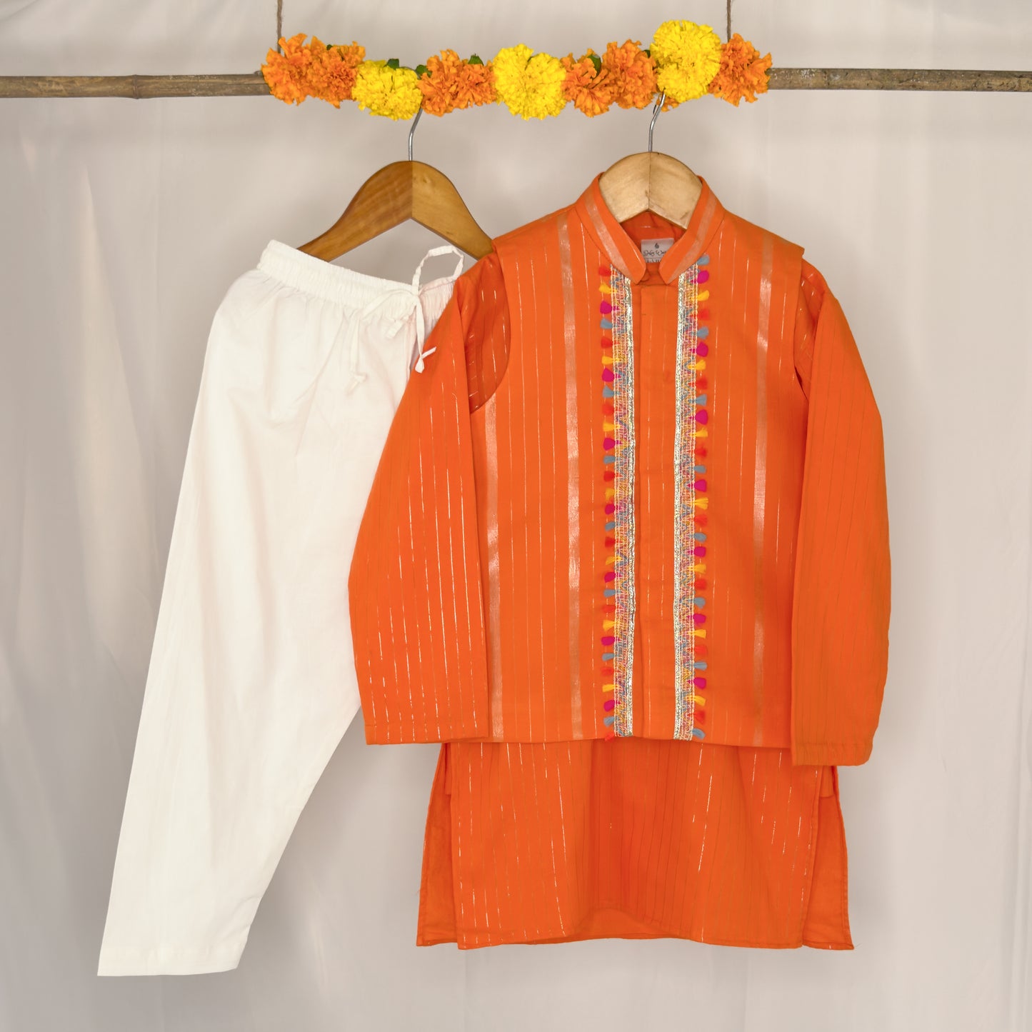 Arjun-orange jacket kurta set