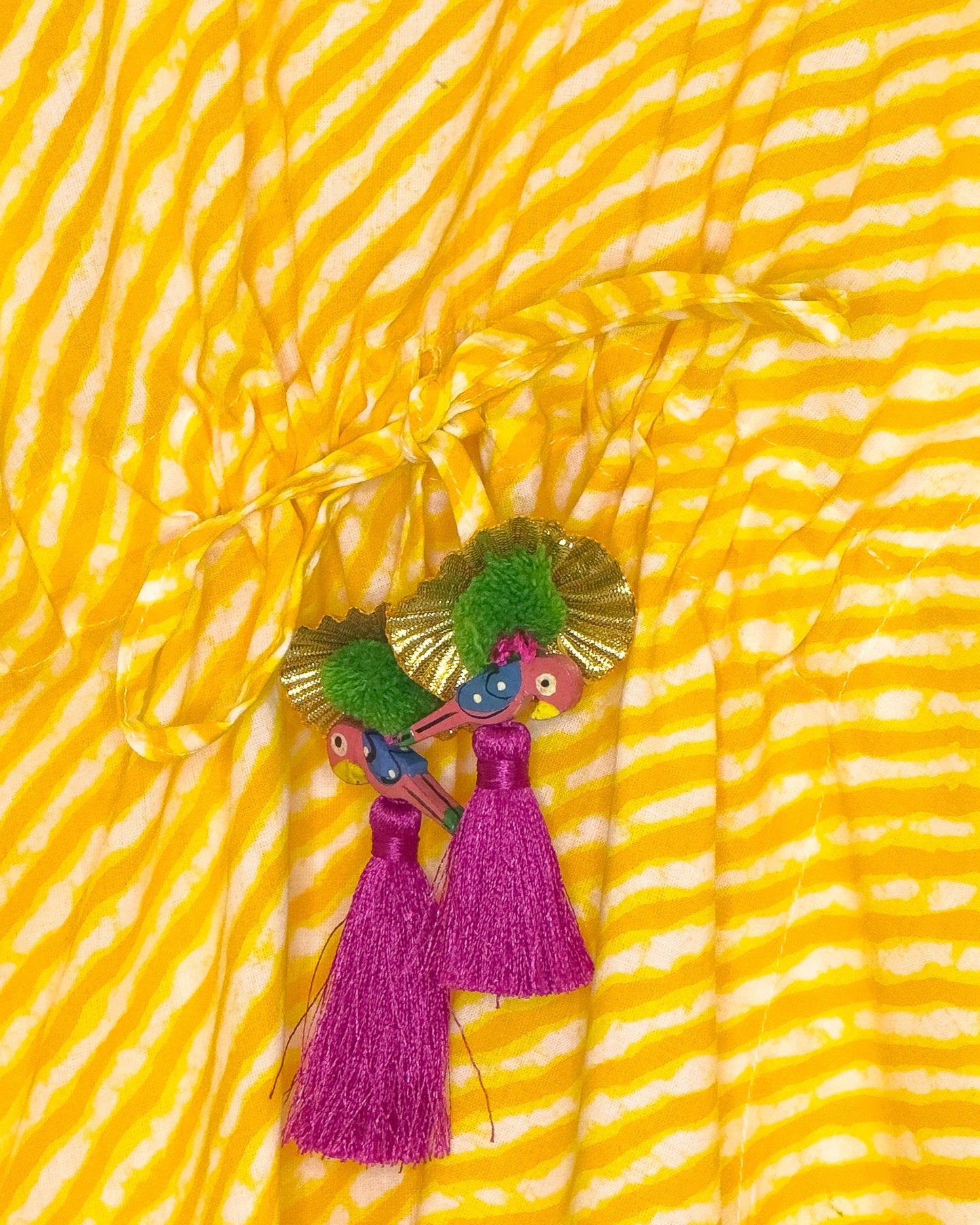 Yellow Lehariya Kaftan Gharara Set