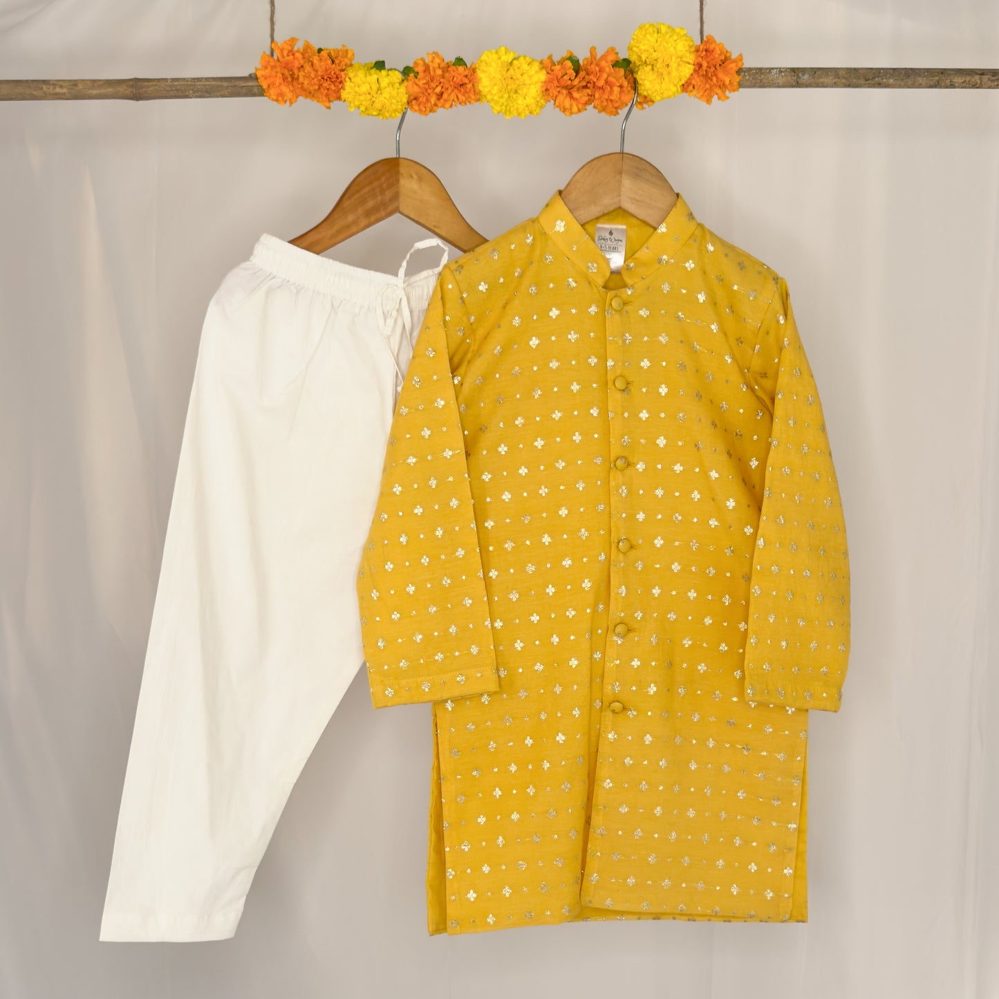 Agastya- yellow chanderi sherwani kurta