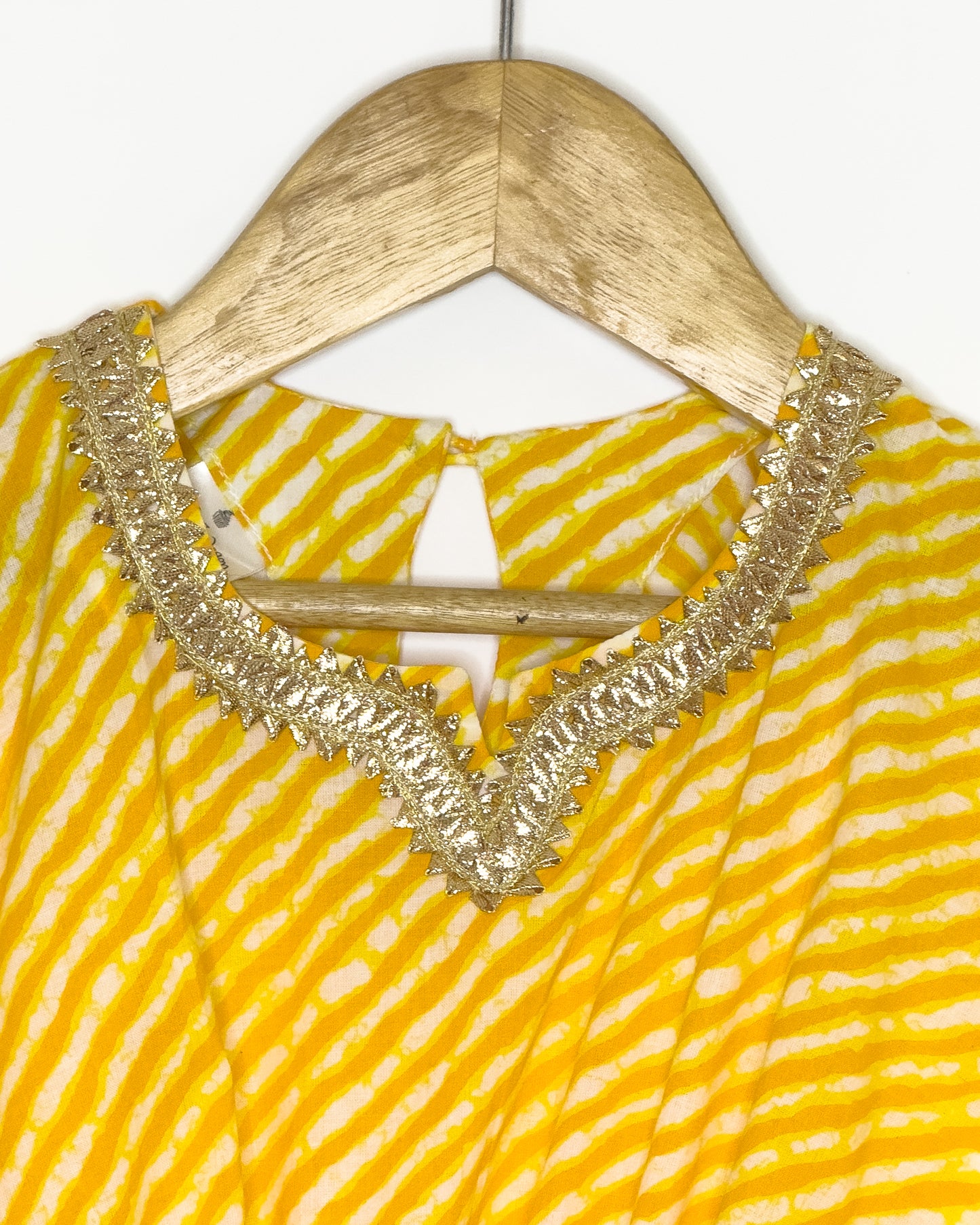 Yellow Lehariya Kaftan Gharara Set