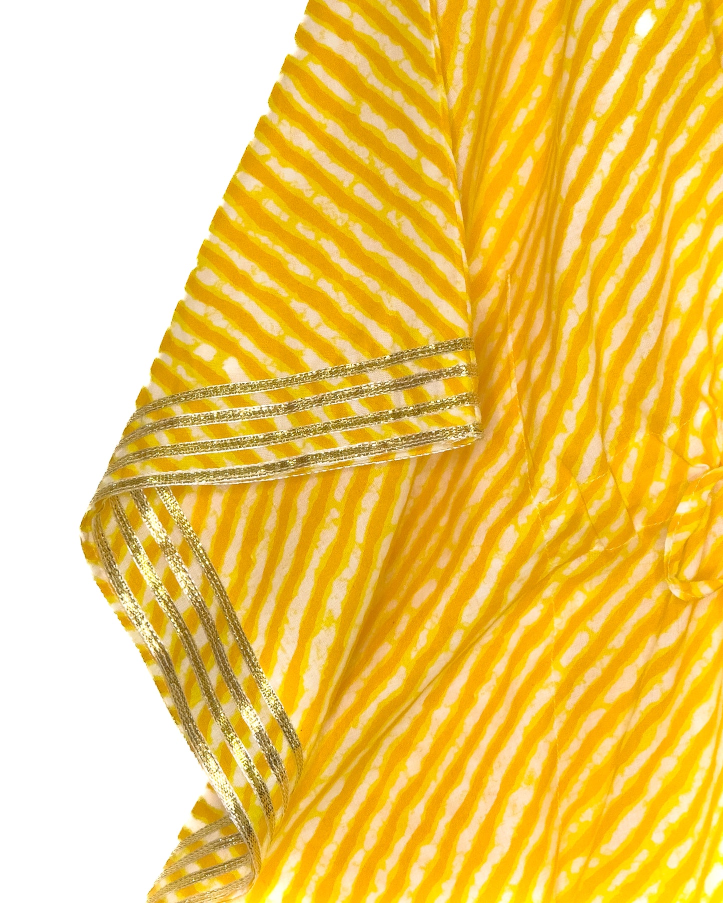 Yellow Lehariya Kaftan Gharara Set