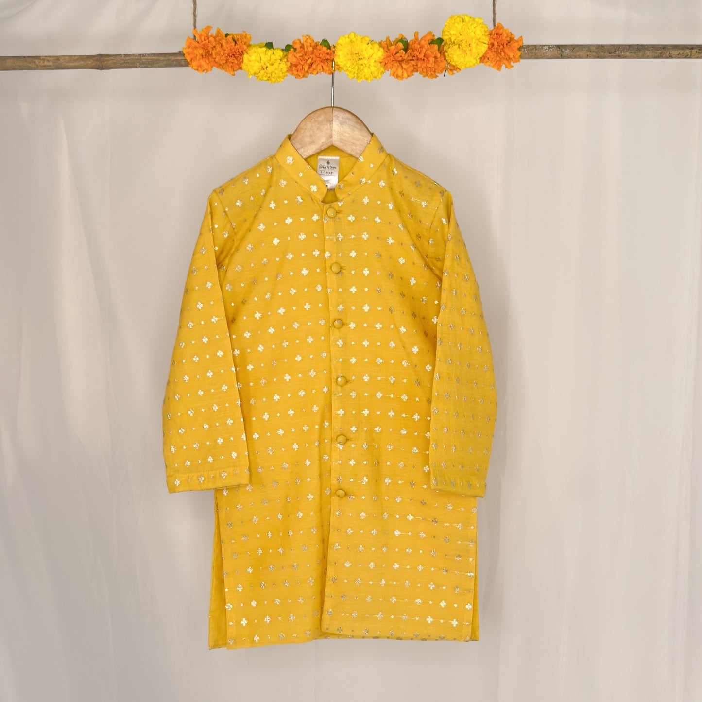 Agastya- yellow chanderi sherwani kurta