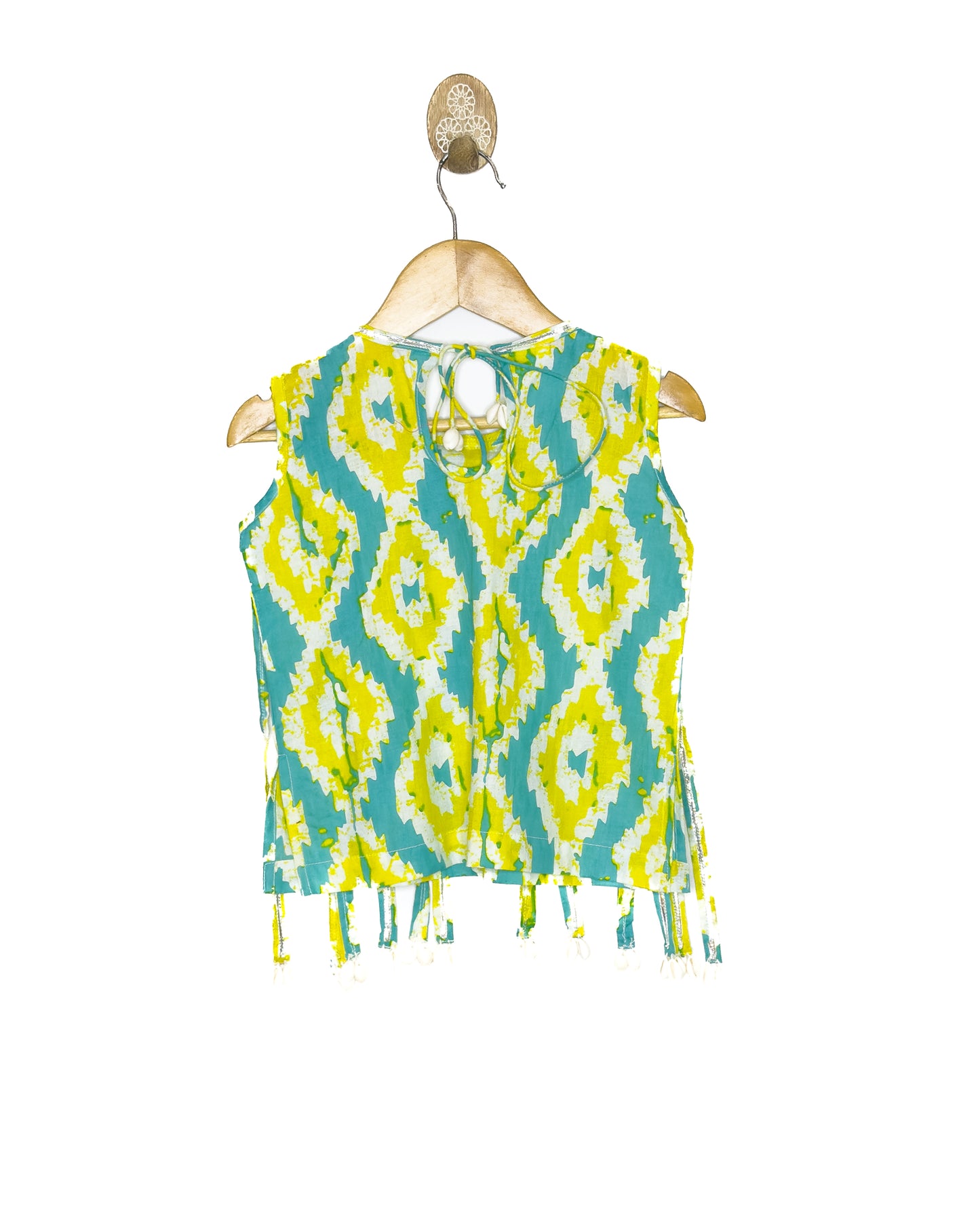 Abstract Print Dhoti Set with Shell Detailing