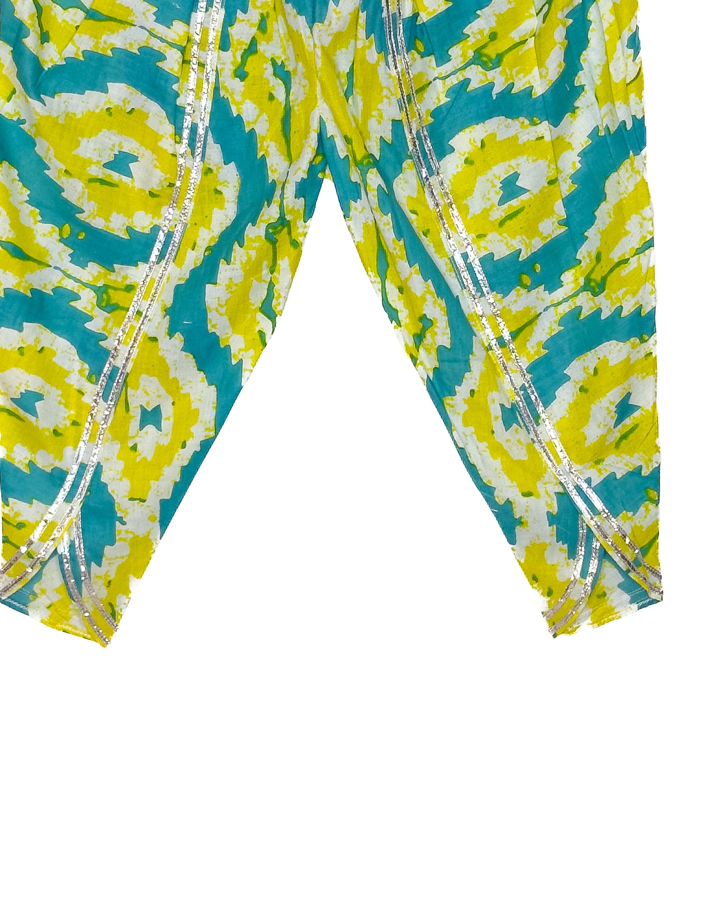 Abstract Print Dhoti Set with Shell Detailing