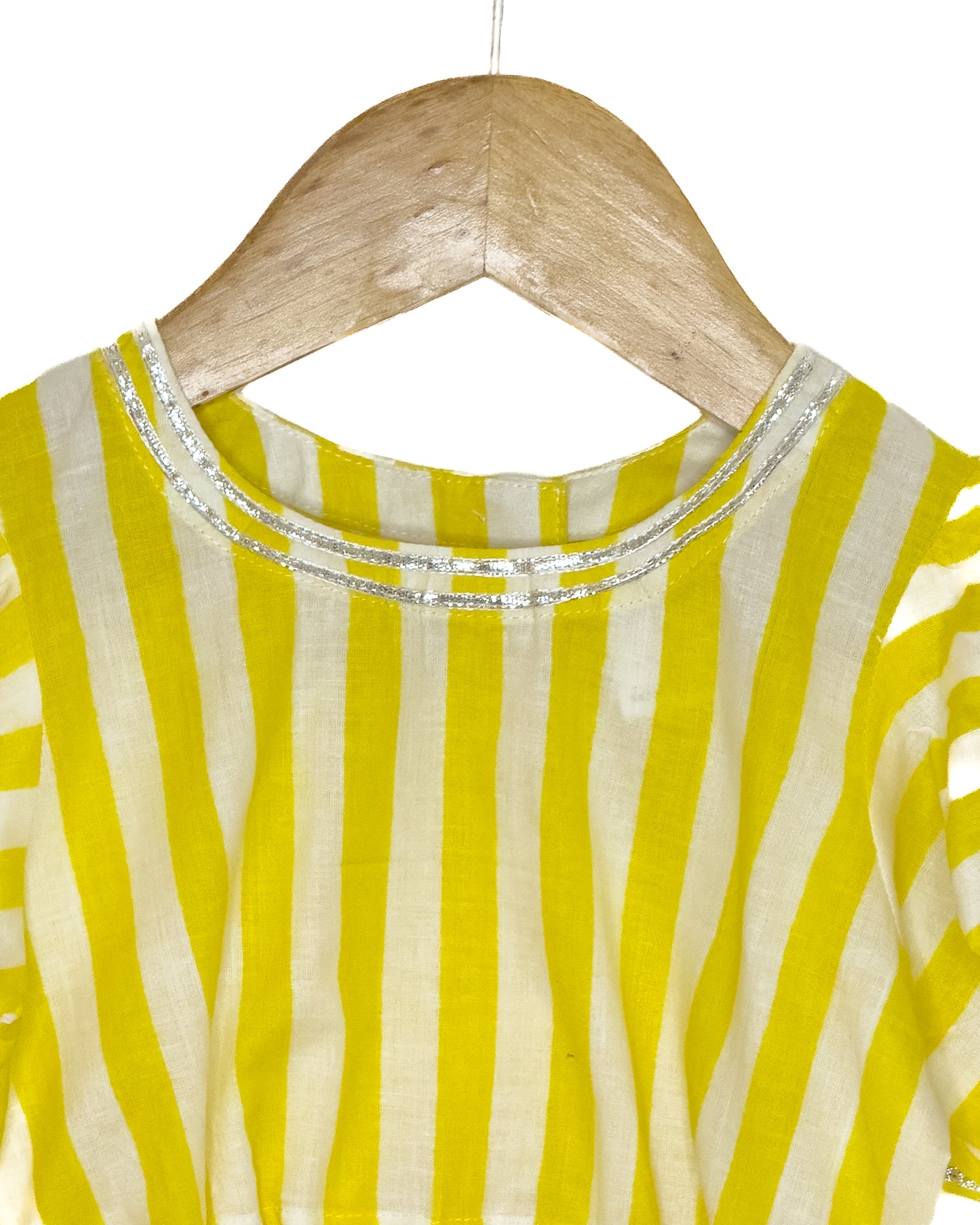 Yellow and White Stripe Lehenga