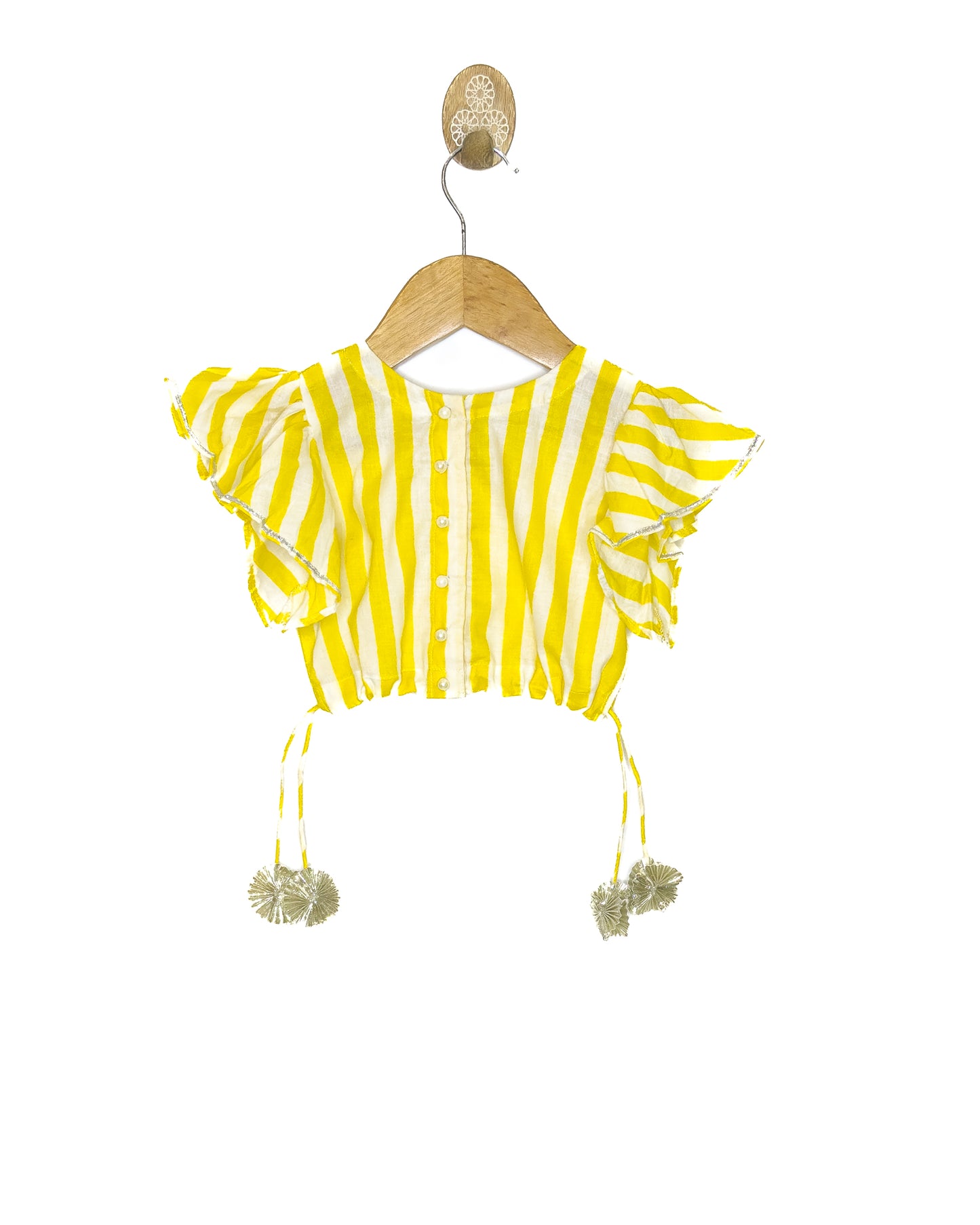 Yellow and White Stripe Lehenga