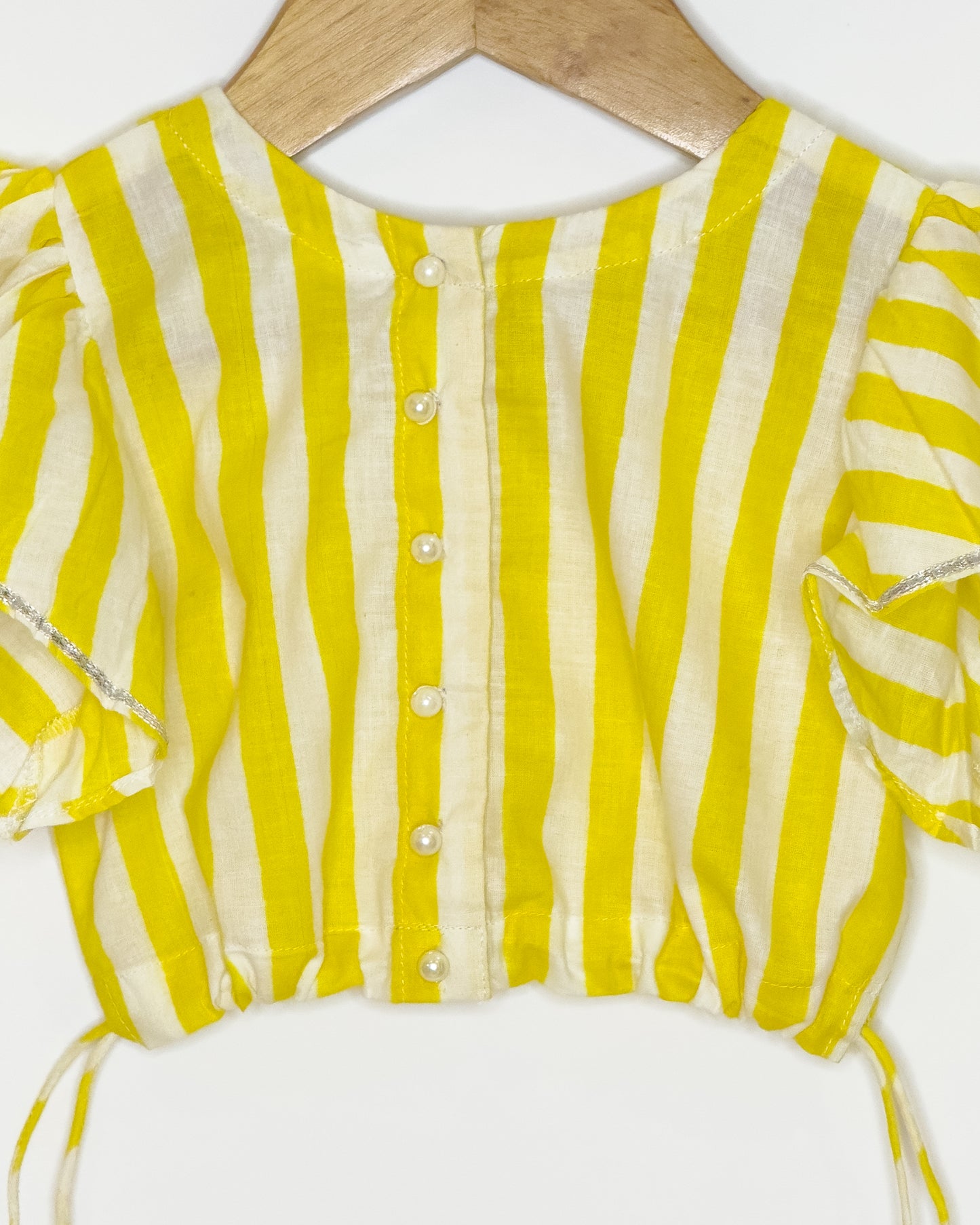 Yellow and White Stripe Lehenga