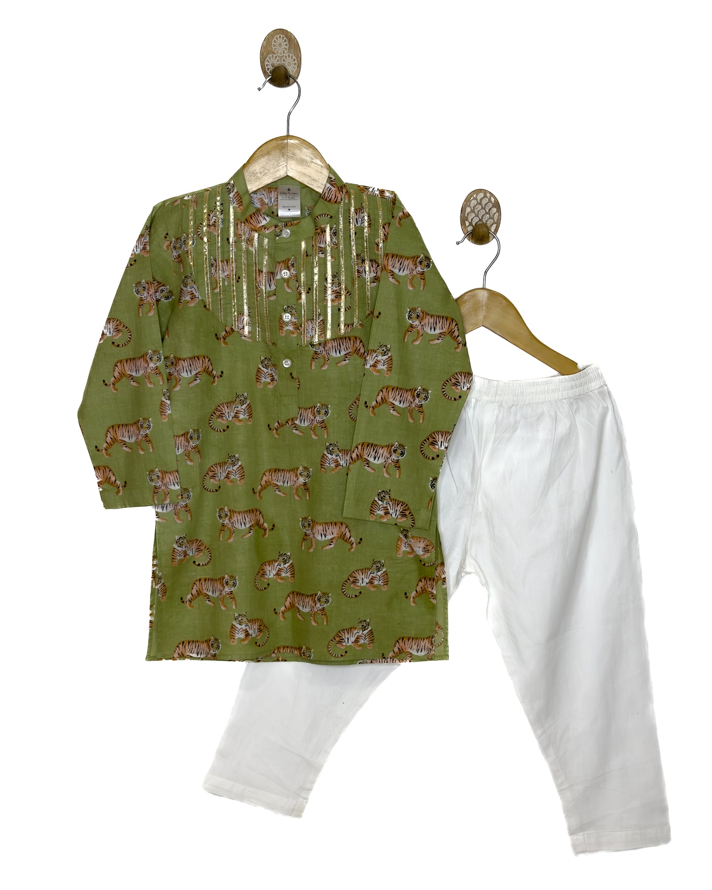 Green Sher Cotton Kurta Set